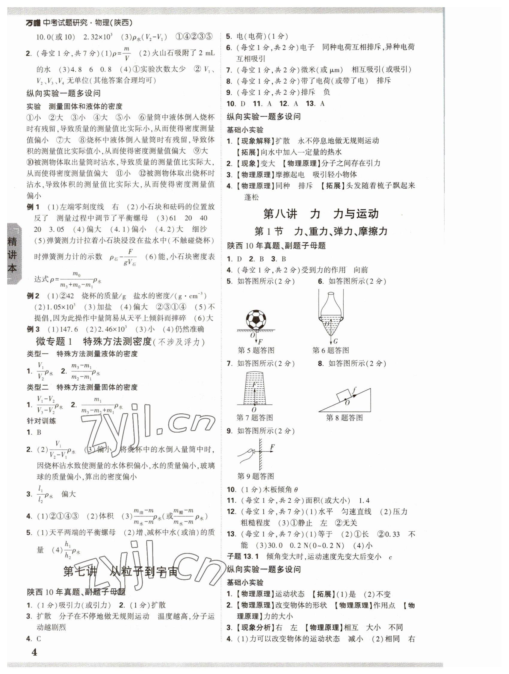 2023年萬唯中考試題研究九年級(jí)物理陜西專版 參考答案第3頁