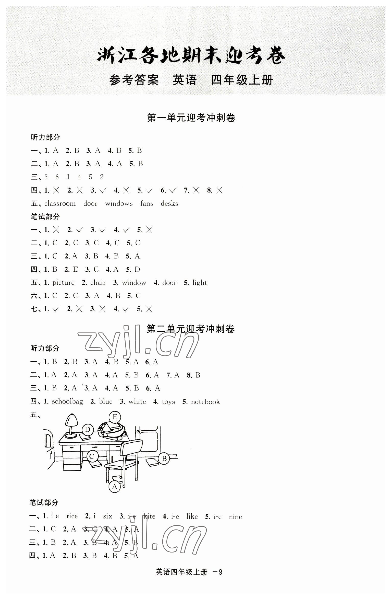 2022年浙江各地期末迎考卷四年級(jí)英語(yǔ)上冊(cè)人教版 第1頁(yè)