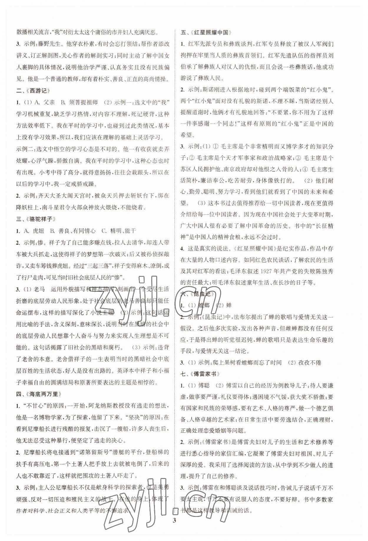 2023年通城学典通城1典中考复习方略语文南通专用 参考答案第2页