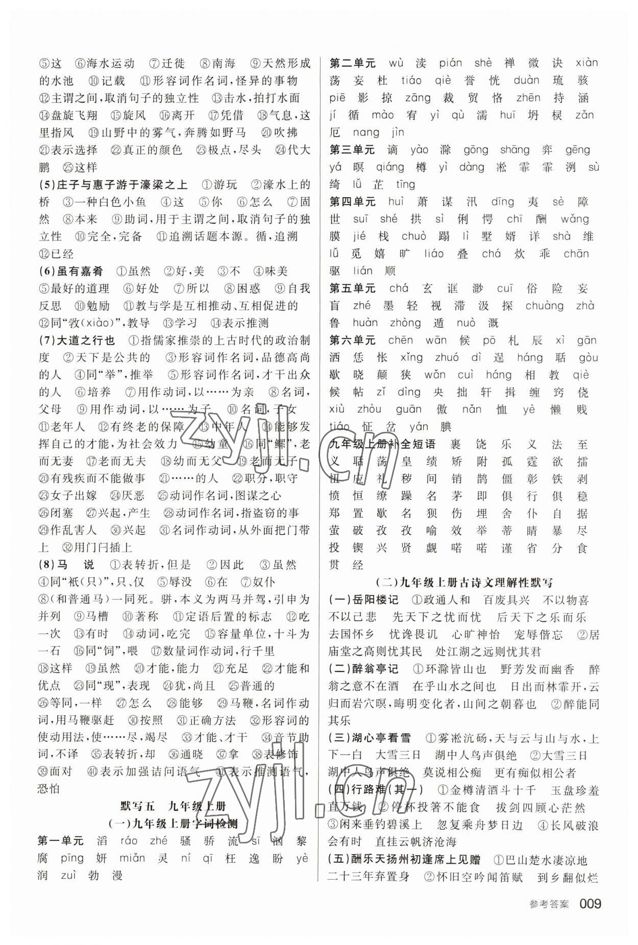 2023年全品中考复习方案语文江西专版 参考答案第8页