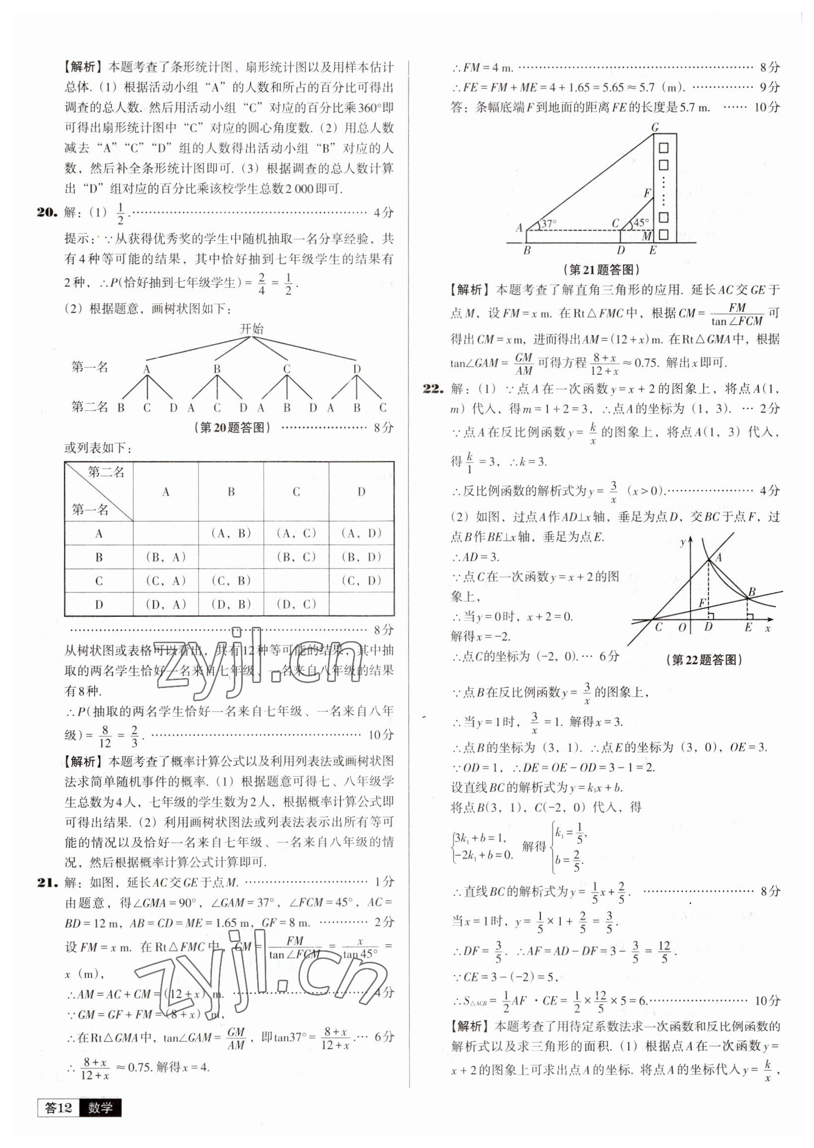 2023年中考必备中考真题精编数学辽宁专版 参考答案第12页