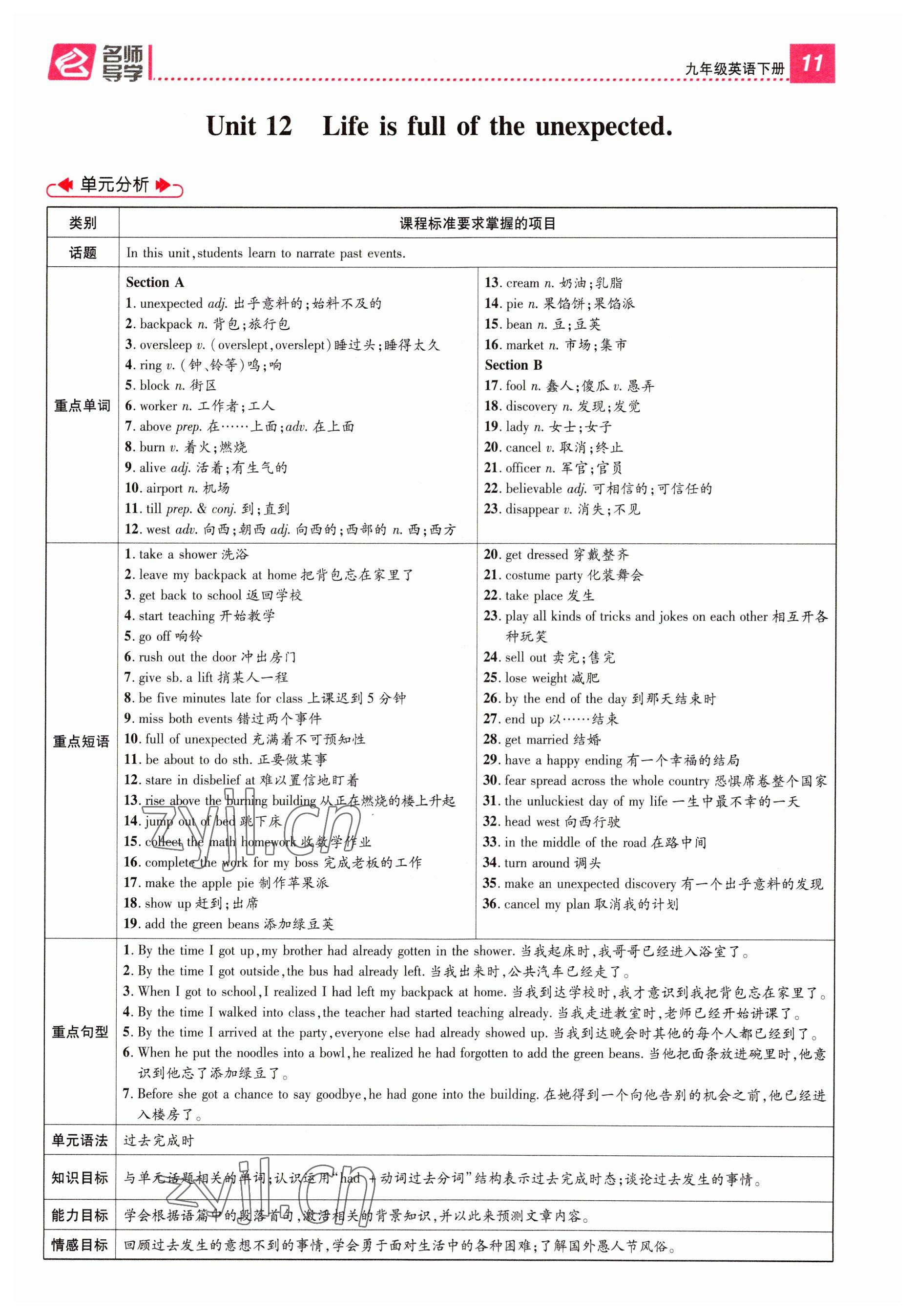 2023年名師測控九年級英語下冊人教版山西專版 參考答案第11頁