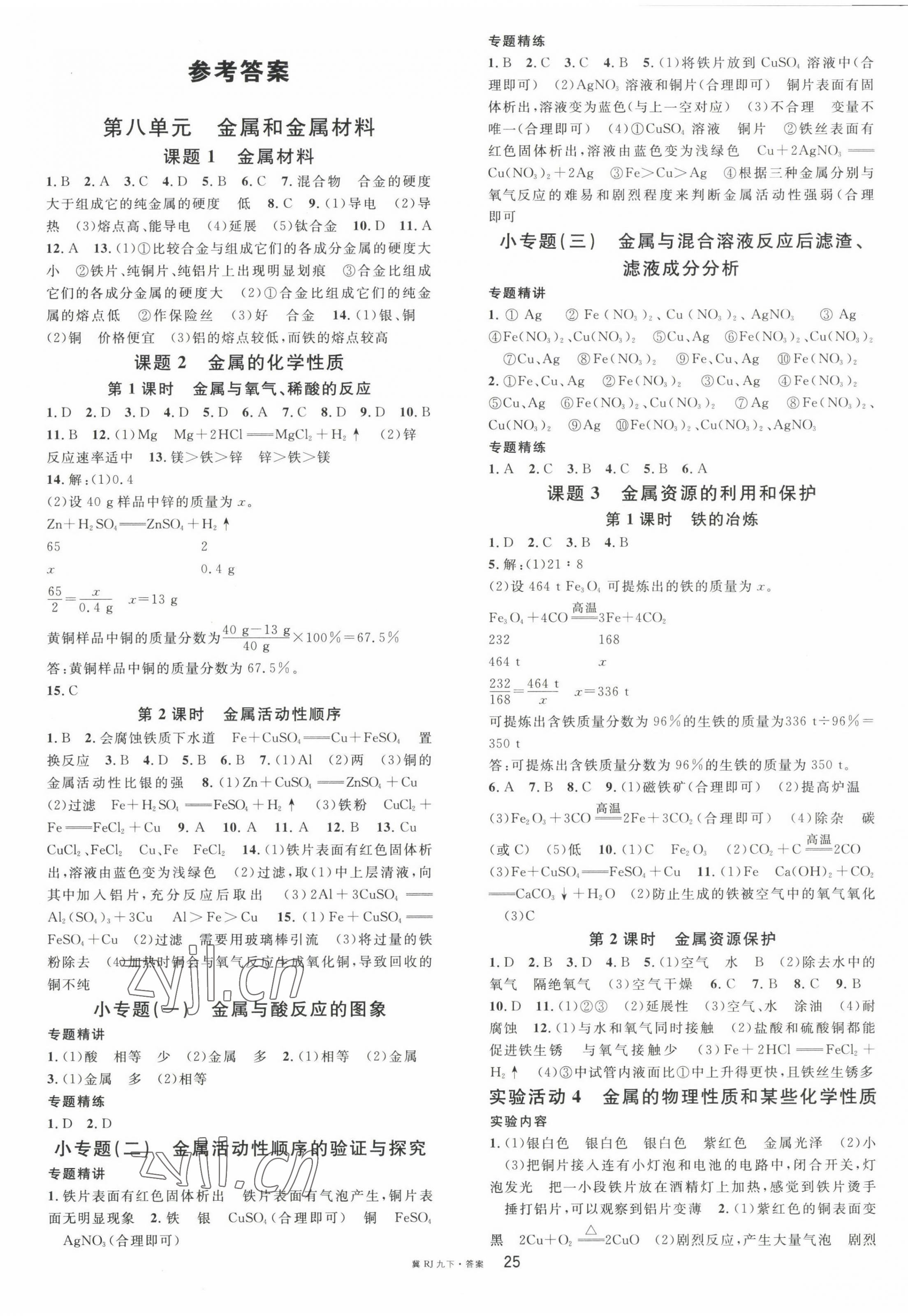 2023年名校課堂九年級(jí)化學(xué)下冊(cè)人教版1河北專版 第1頁