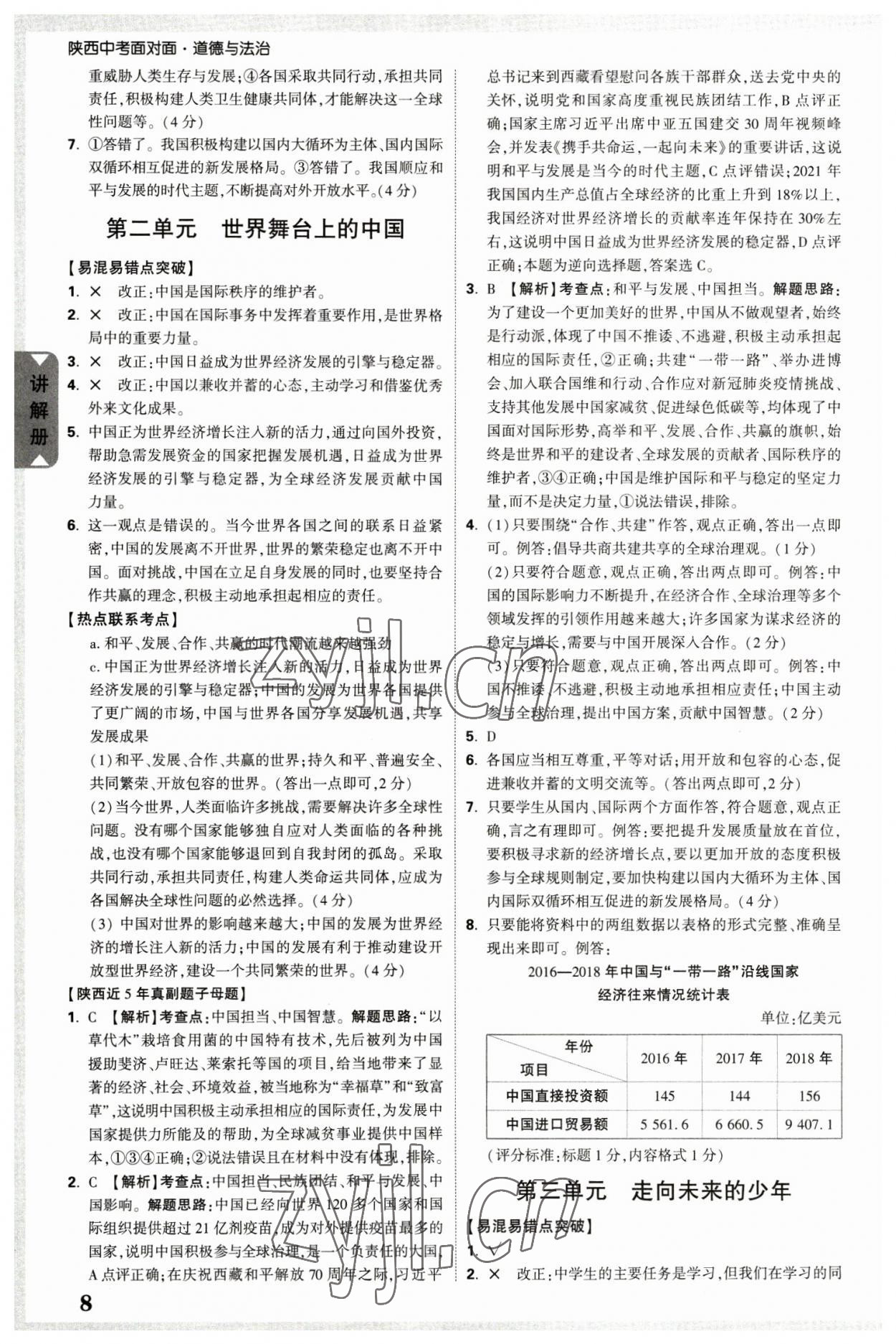 2023年中考面對面道德與法治陜西專版 參考答案第7頁