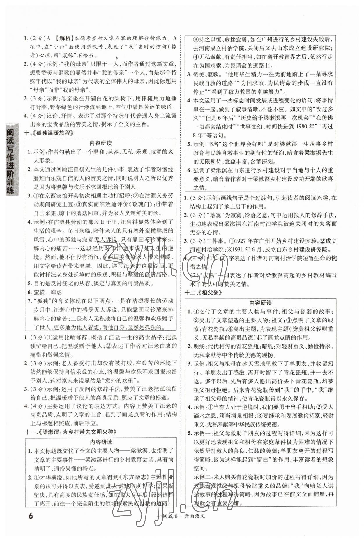 2023年一战成名考前新方案语文中考云南专版 第6页