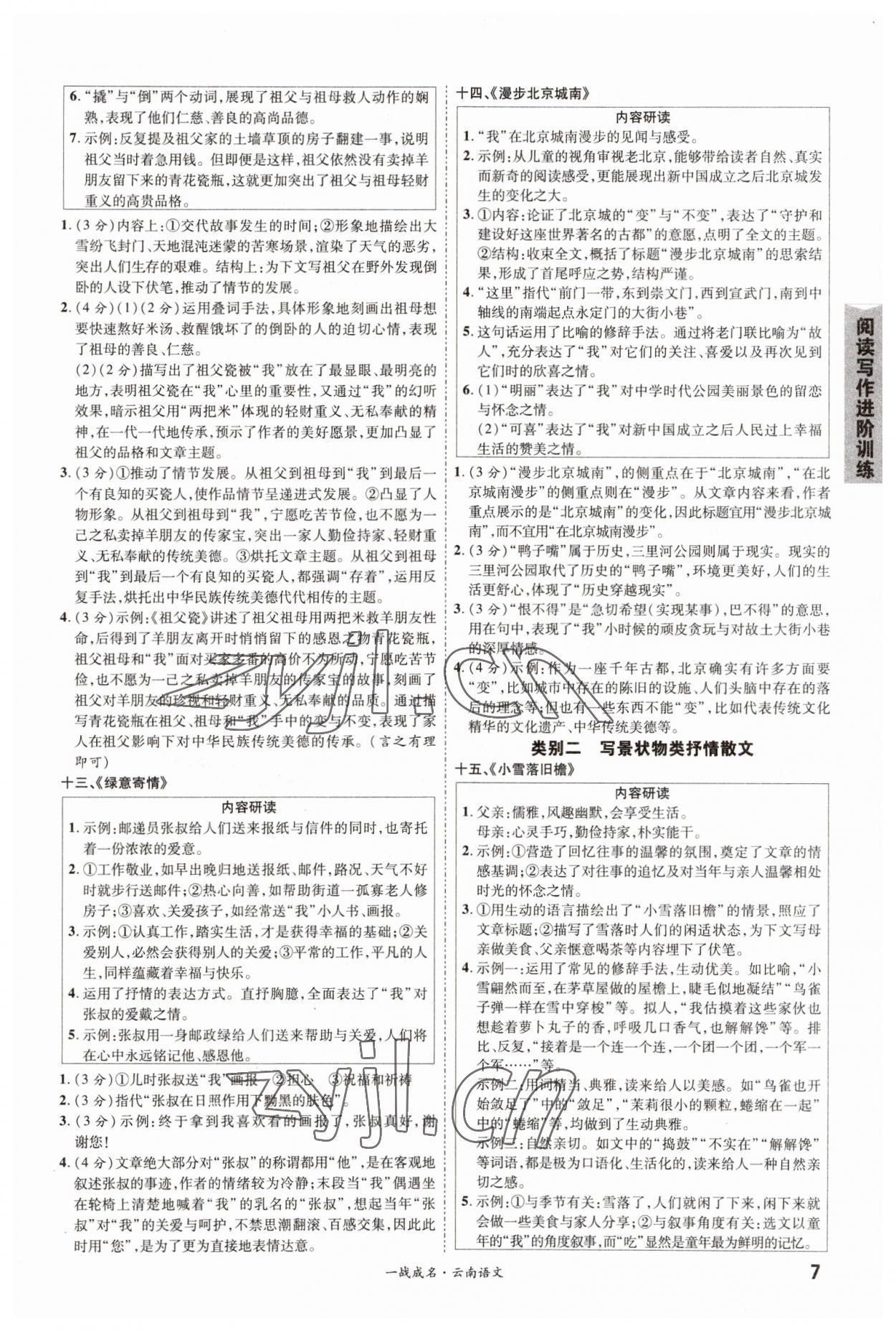 2023年一战成名考前新方案语文中考云南专版 第7页