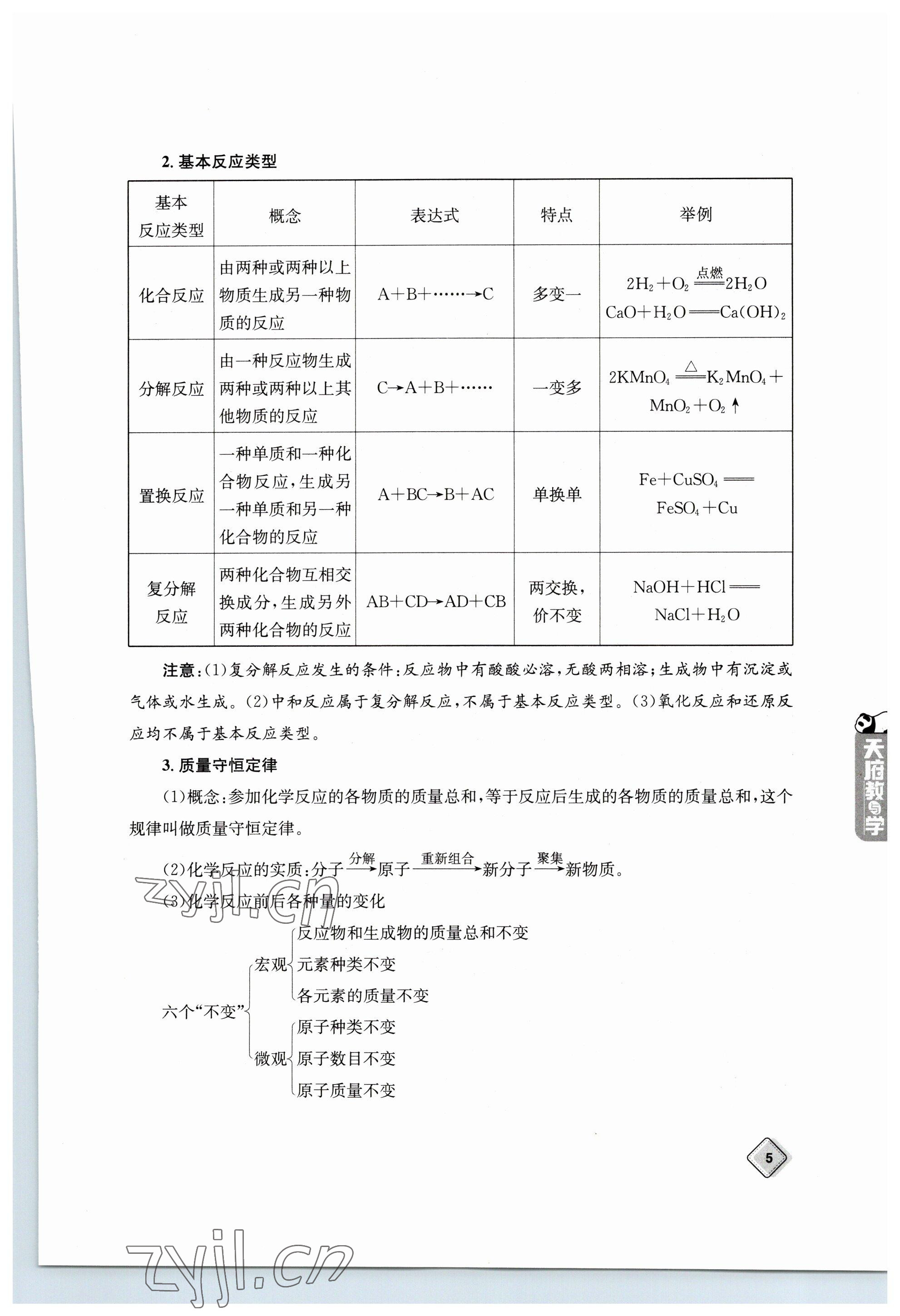 2023年天府教与学中考复习与训练化学 参考答案第5页