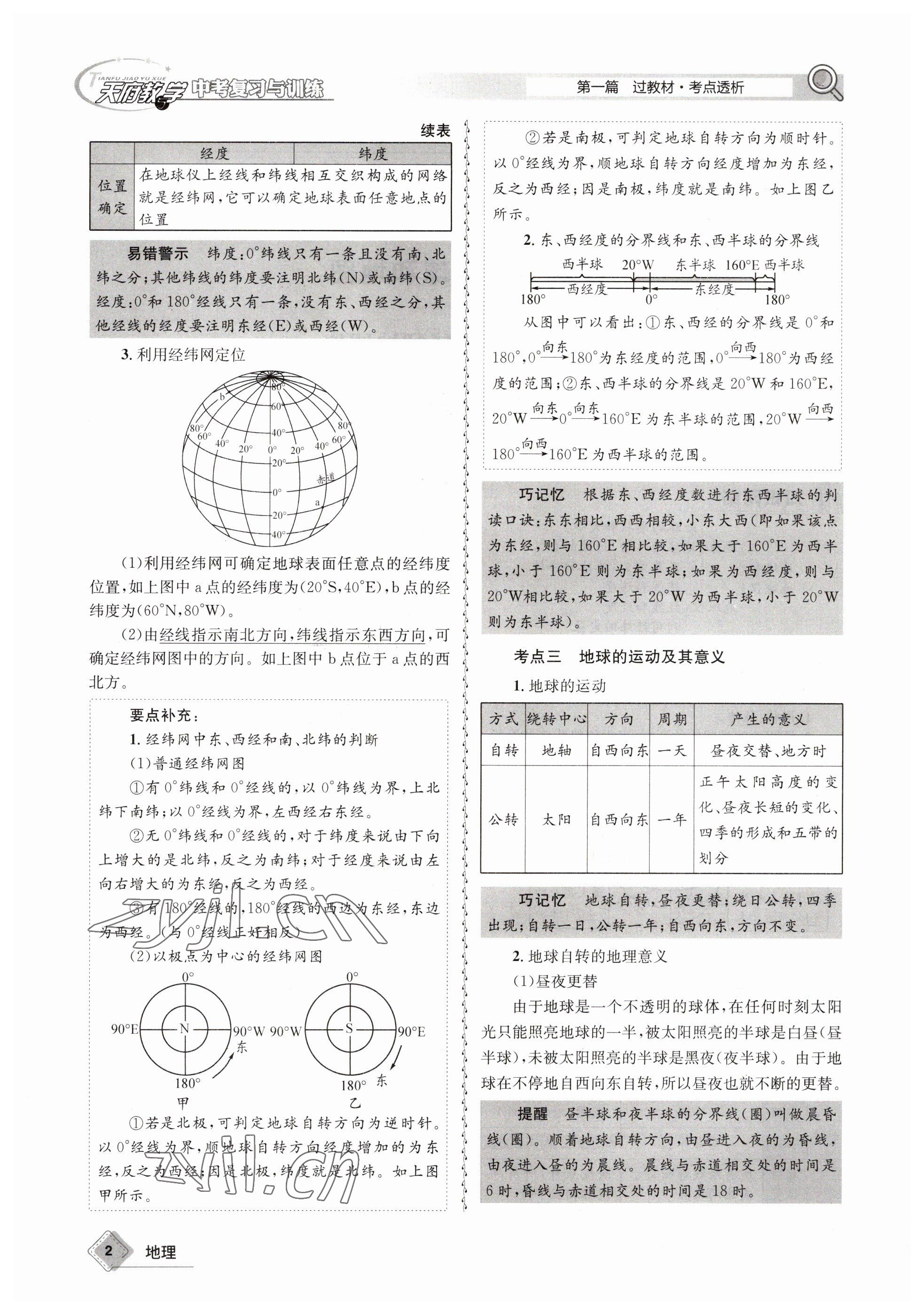 2023年天府教与学中考复习与训练地理 参考答案第2页