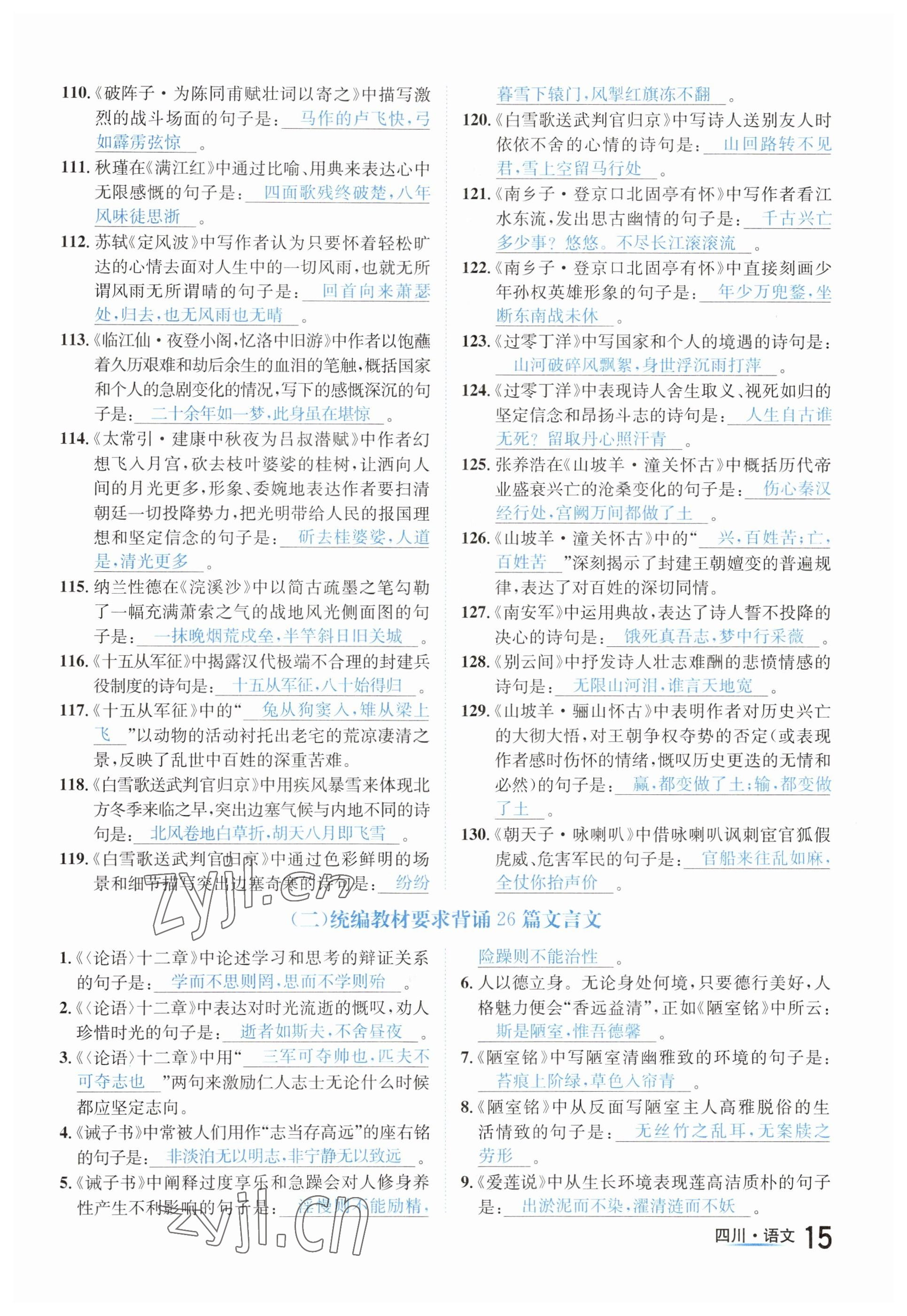 2023年中考2号语文四川专版 参考答案第15页