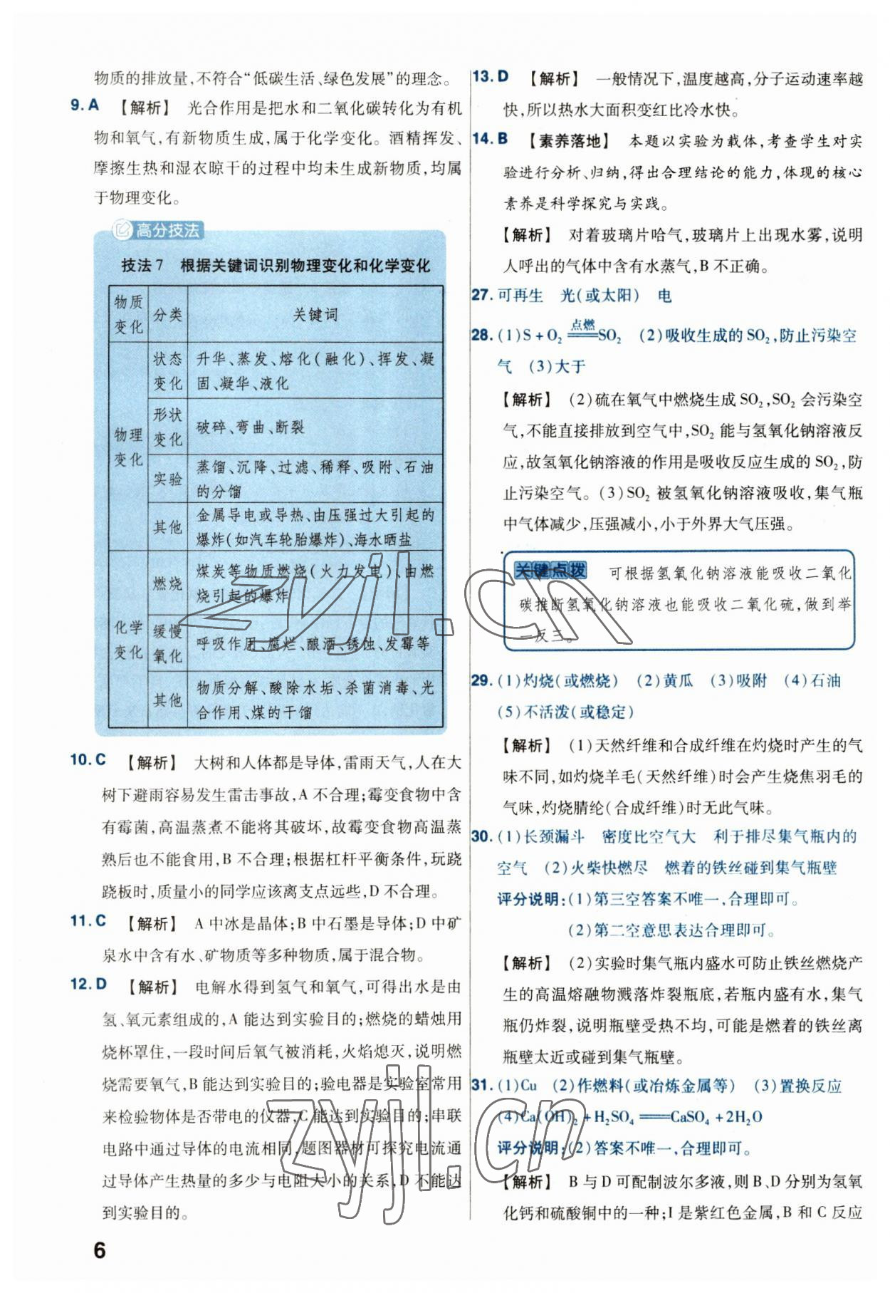 2023年金考卷45套匯編化學(xué)河北專版 參考答案第6頁