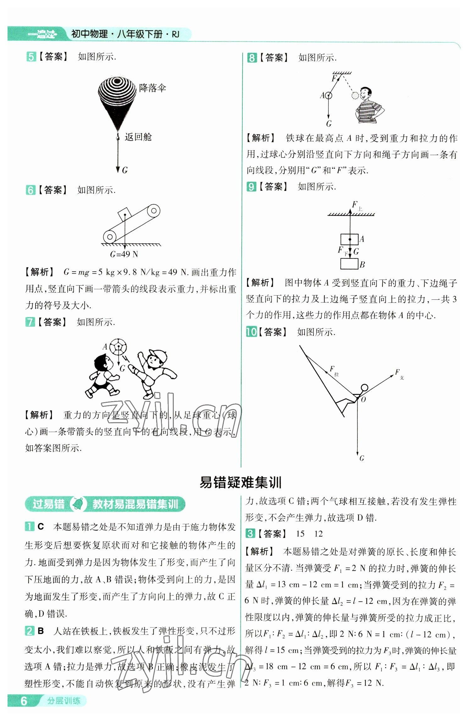 2023年一遍过八年级物理下册人教版 参考答案第6页