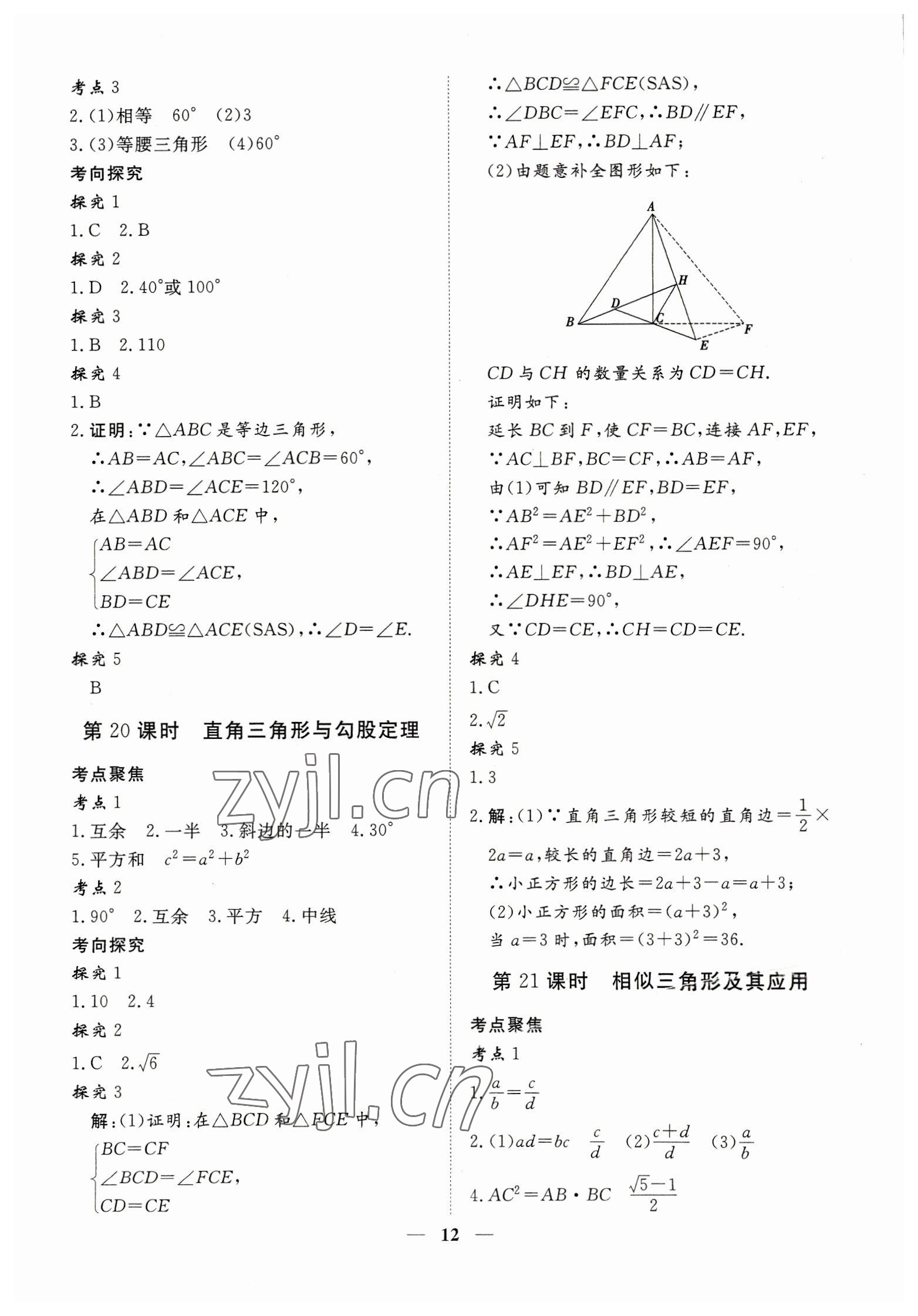 2023年致勝中考初中總復(fù)習(xí)指導(dǎo)用書數(shù)學(xué) 參考答案第12頁