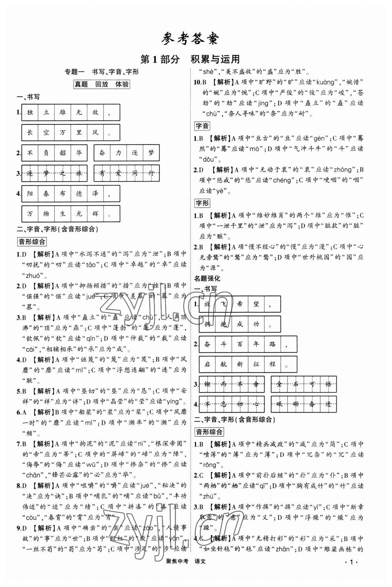 2023年聚焦中考語(yǔ)文遼寧專版 第1頁(yè)