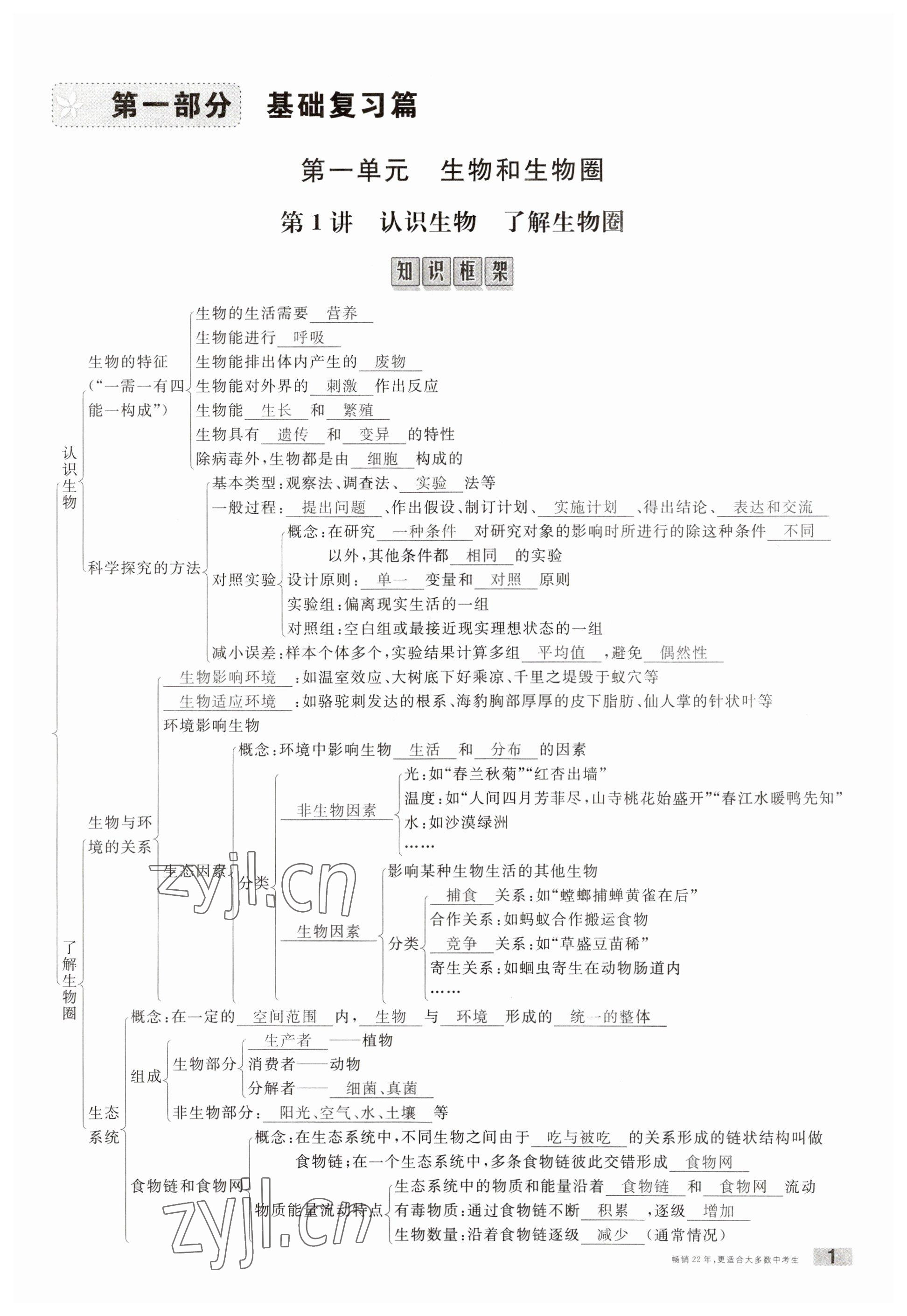 2023年火線(xiàn)100天中考滾動(dòng)復(fù)習(xí)法生物南充專(zhuān)版 參考答案第1頁(yè)