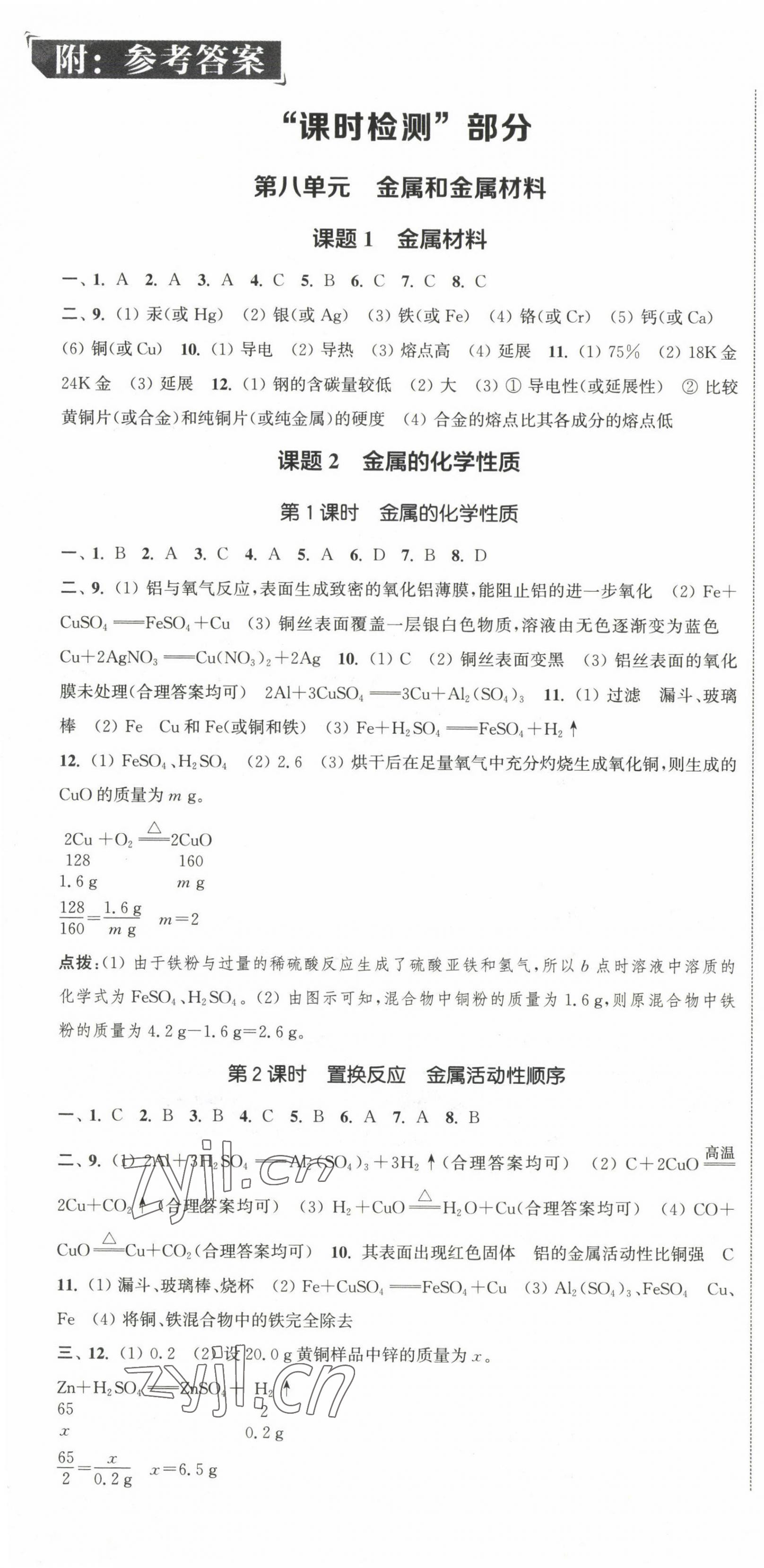 2023年通城學(xué)典活頁(yè)檢測(cè)九年級(jí)化學(xué)下冊(cè)人教版 第1頁(yè)