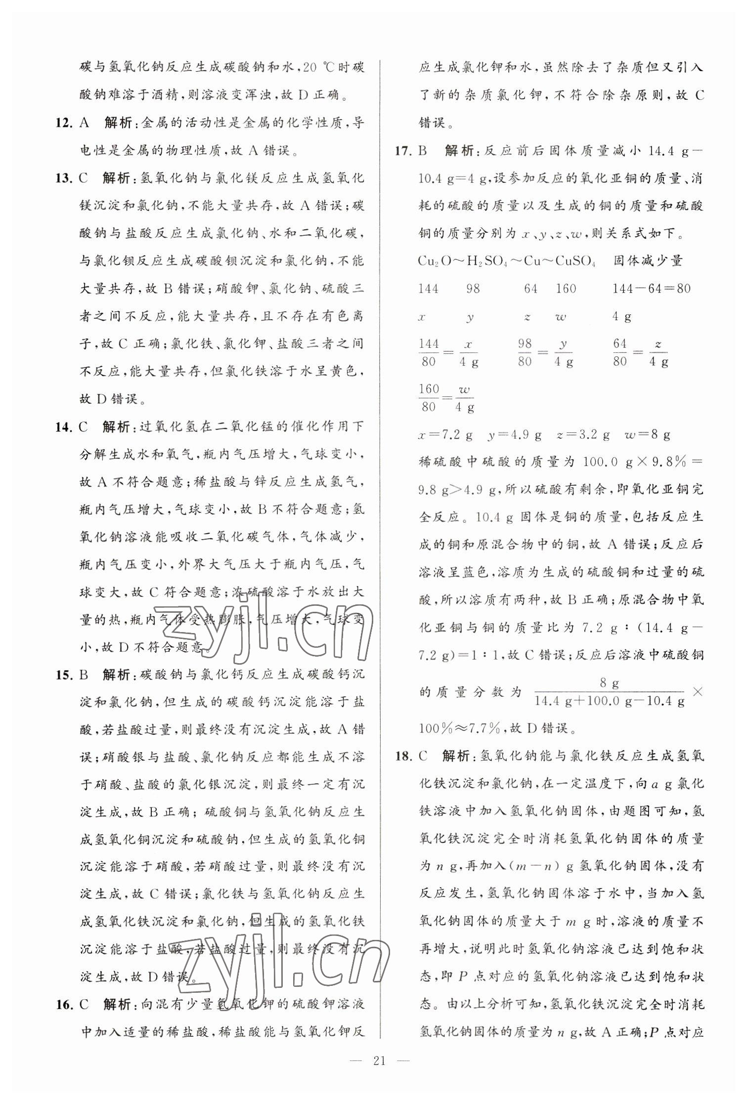 2023年亮点给力大试卷九年级化学下册沪教版 第21页