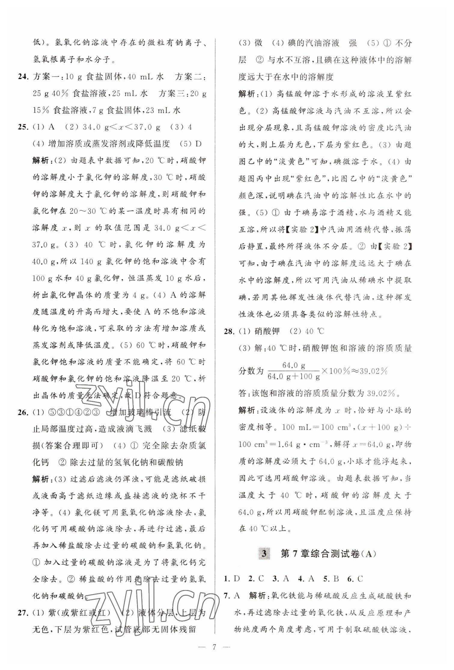 2023年亮點(diǎn)給力大試卷九年級化學(xué)下冊滬教版 第7頁