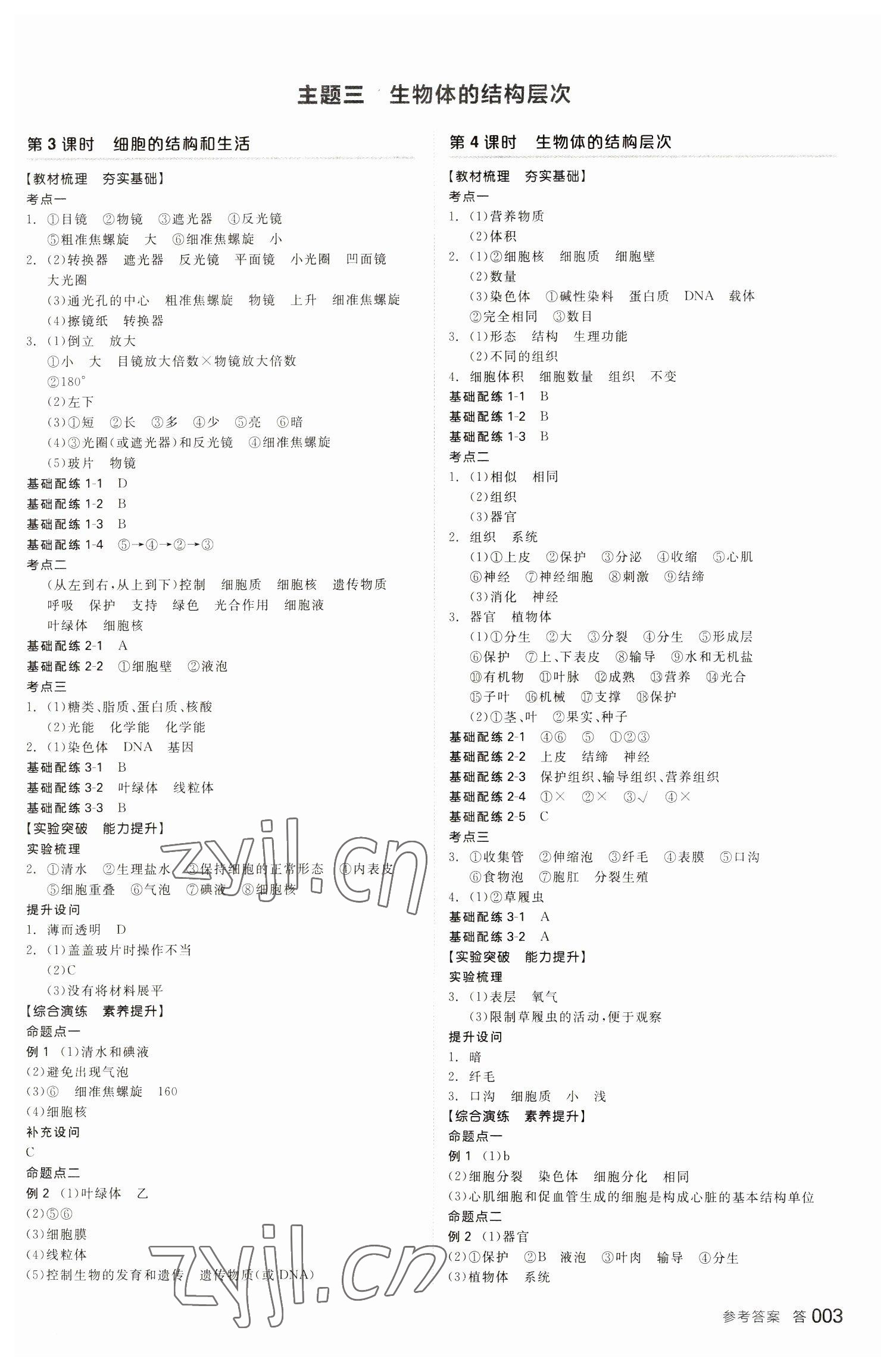 2023年全品中考復(fù)習(xí)方案生物學(xué)包頭專版 參考答案第2頁(yè)