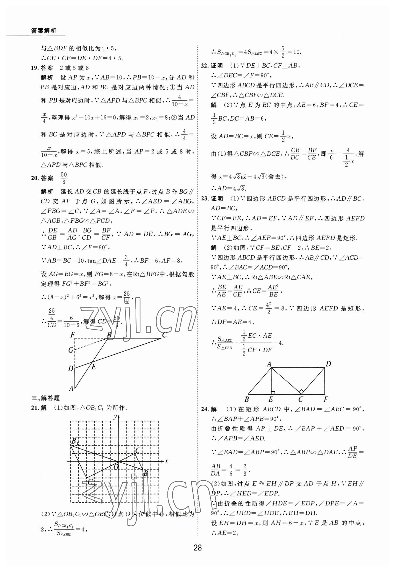 2023年5年中考试卷数学包头专版 参考答案第28页