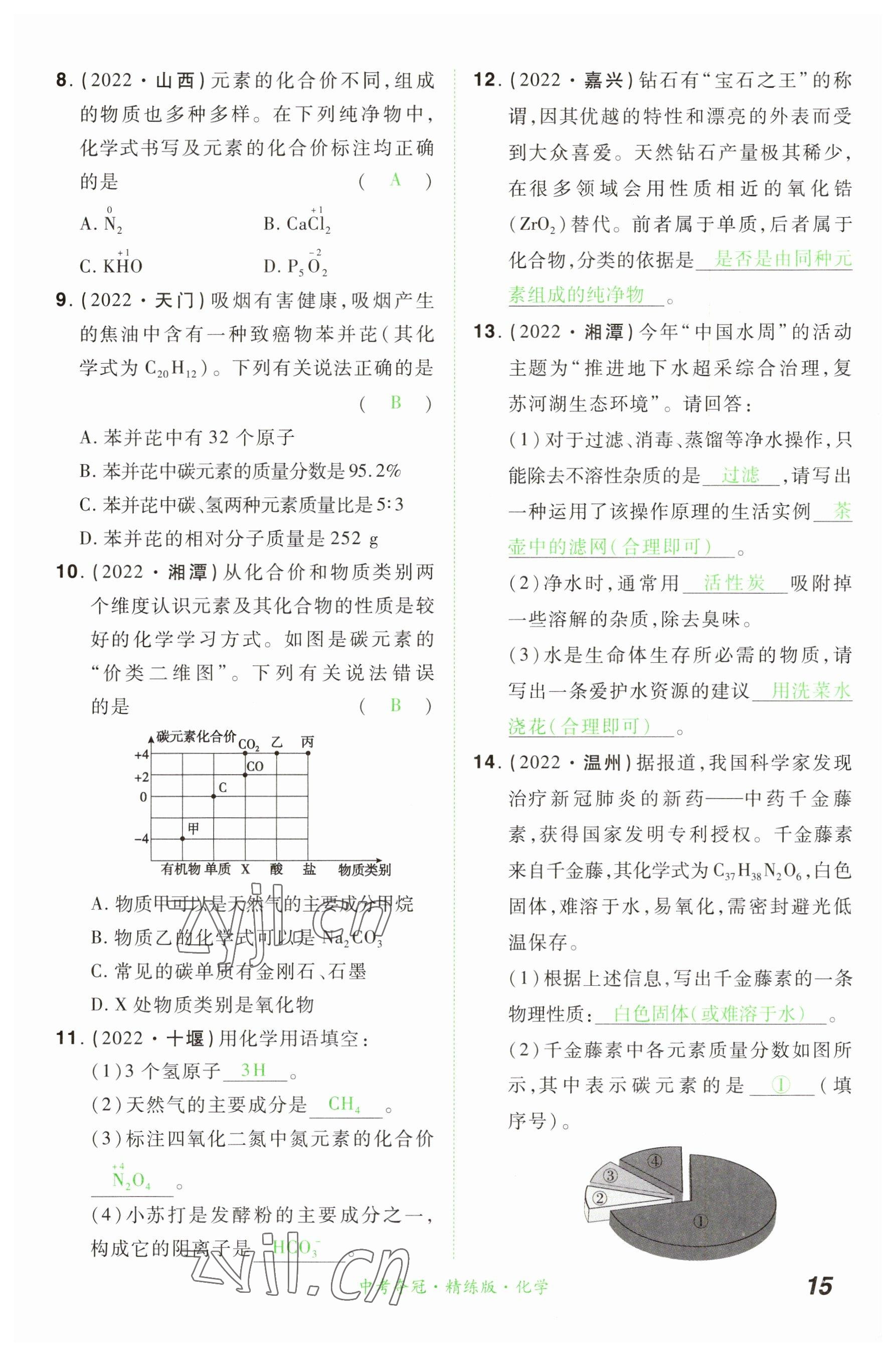 2023年国华教育中考夺冠化学河南专版 参考答案第14页