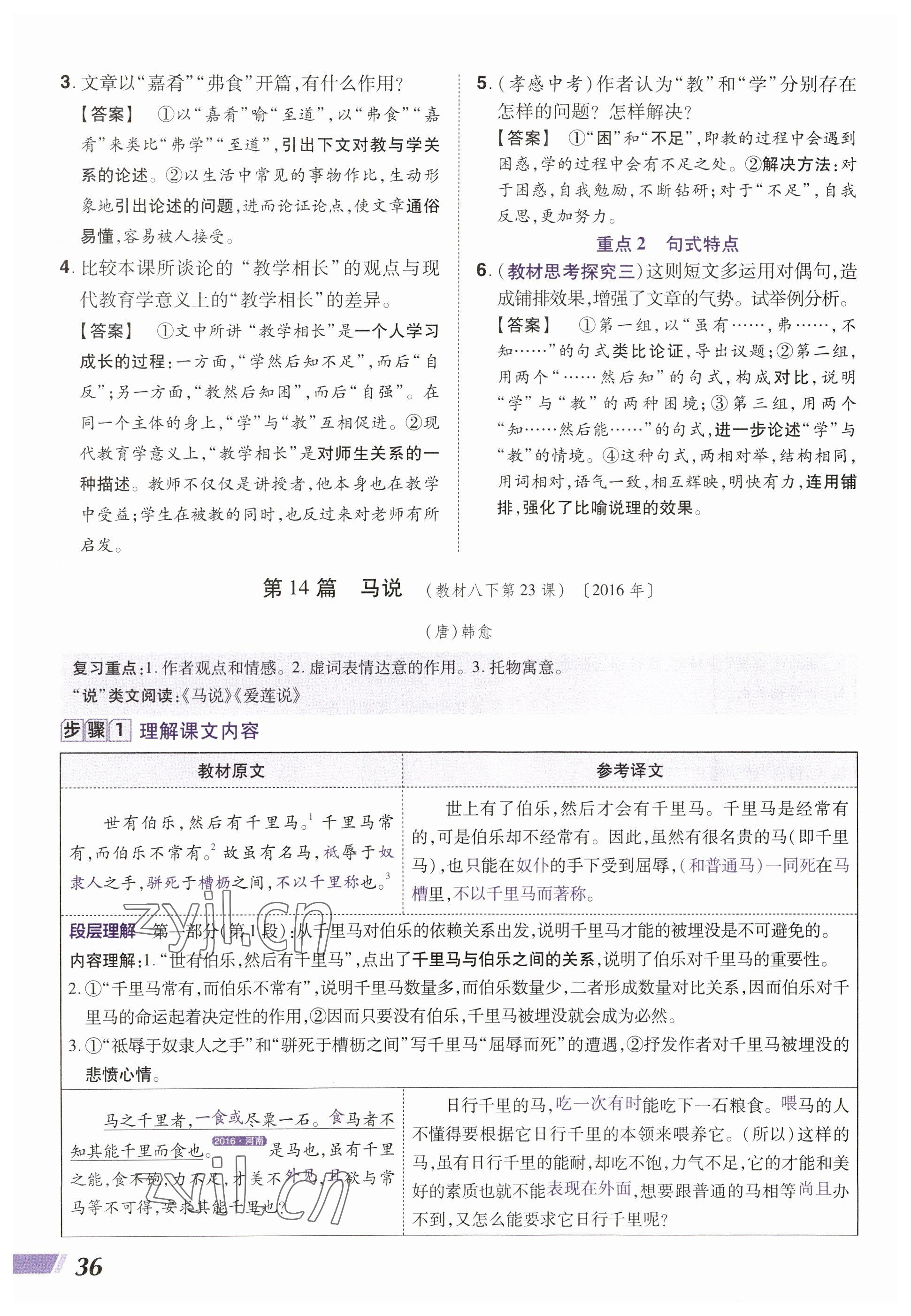 2023年中考通语文河南专版 参考答案第36页