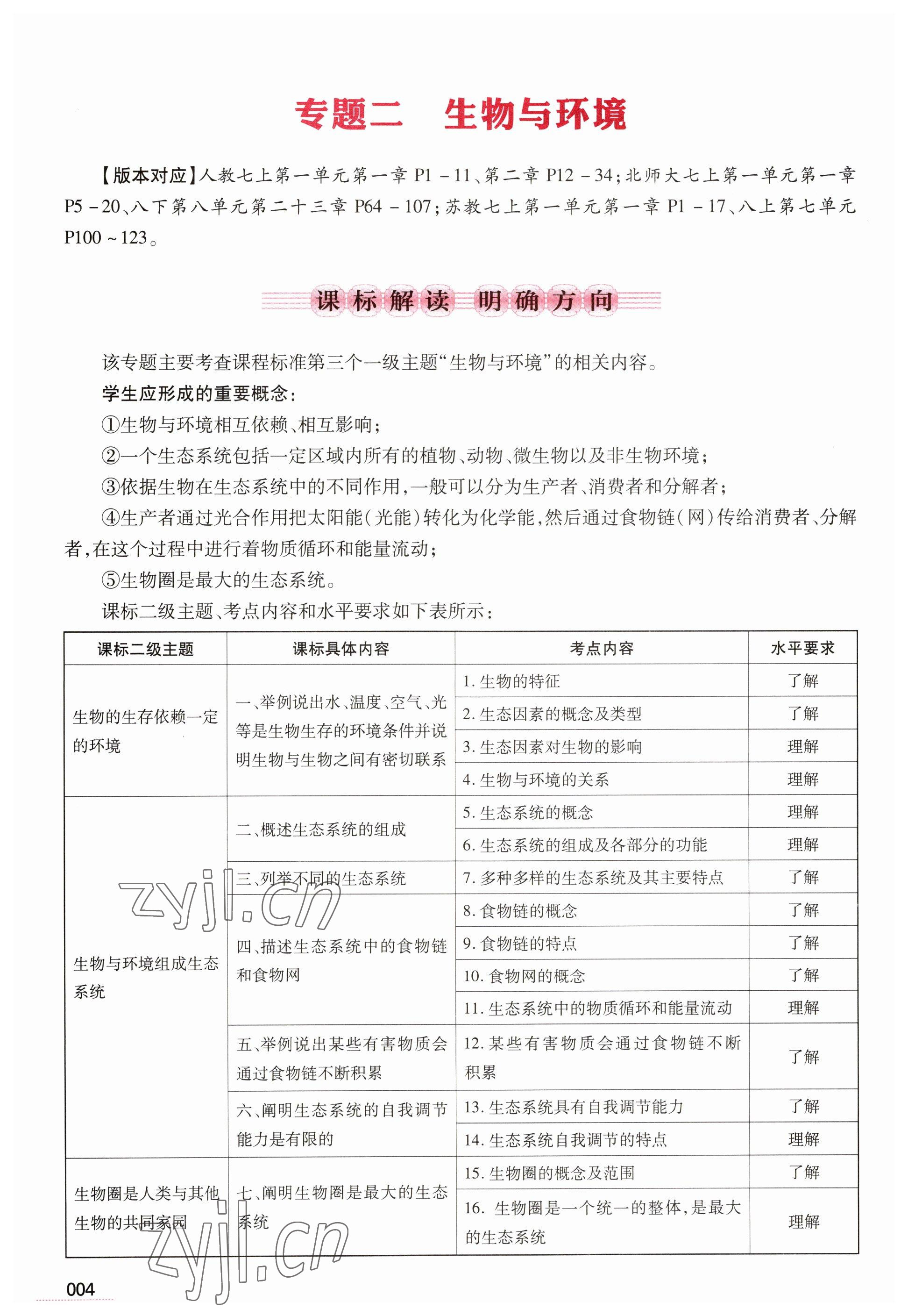 2023年洪文教育最新中考生物河南專版 參考答案第4頁