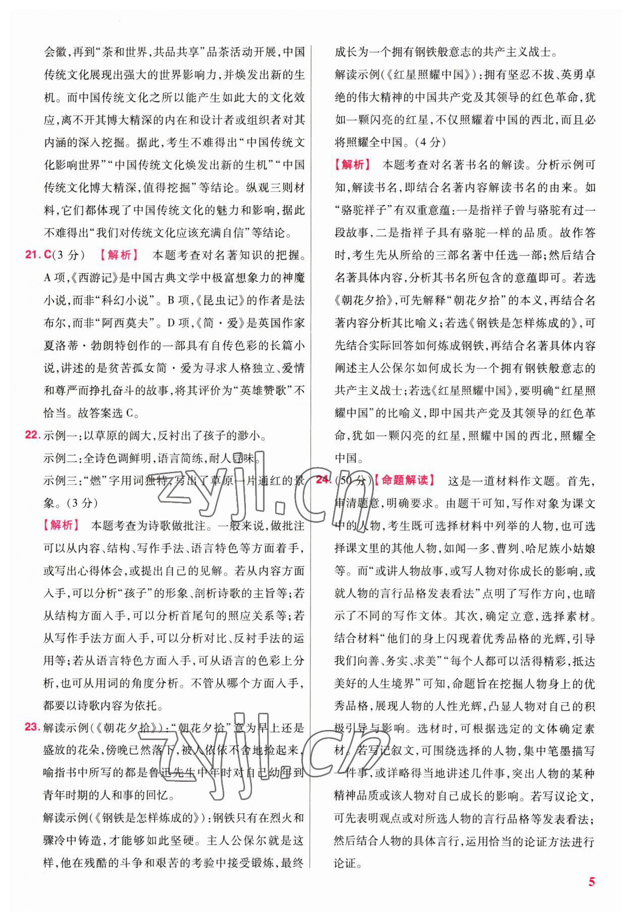 2023年金考卷江西中考45套汇编语文 第5页