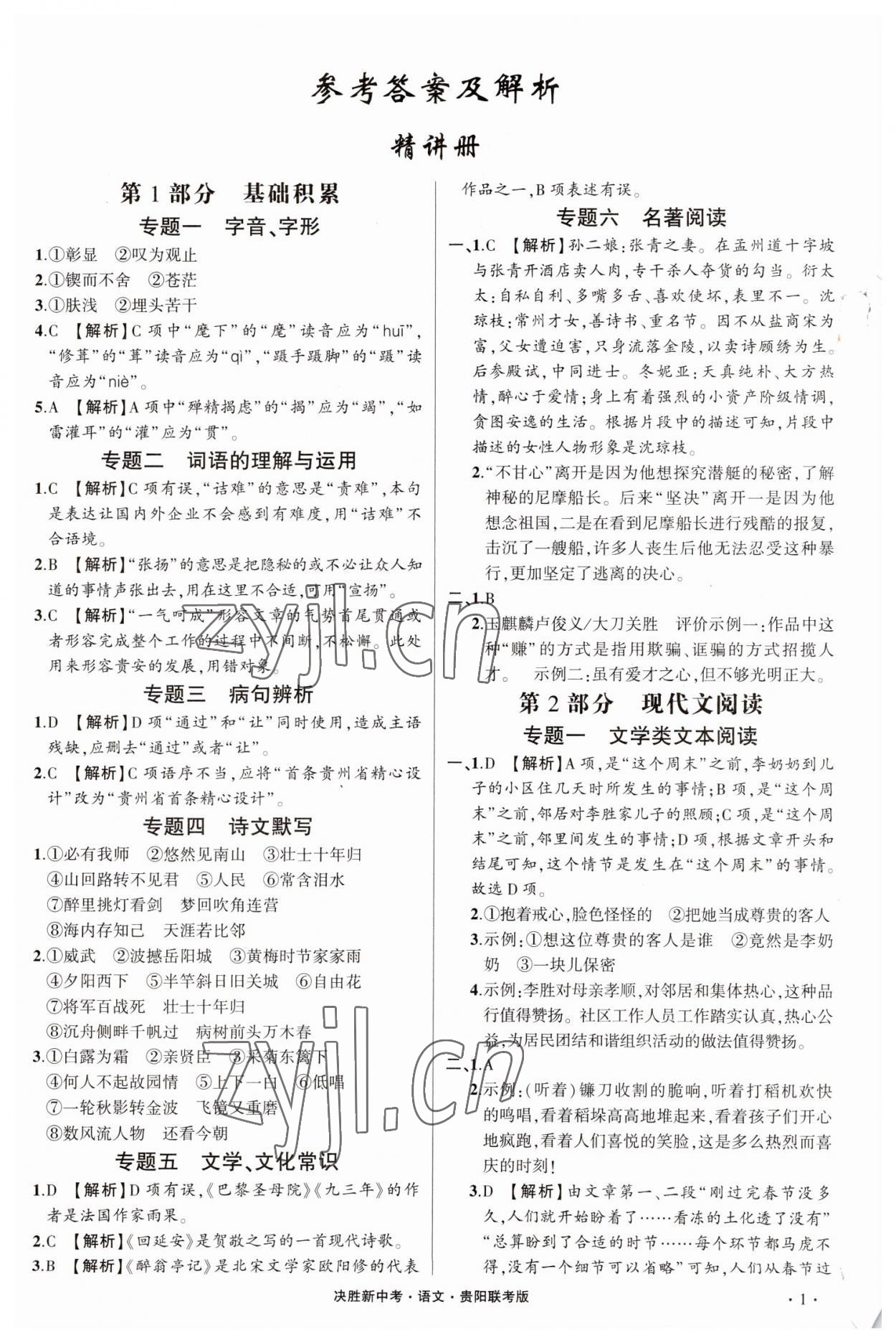 2023年决胜中考语文贵阳专版 第1页