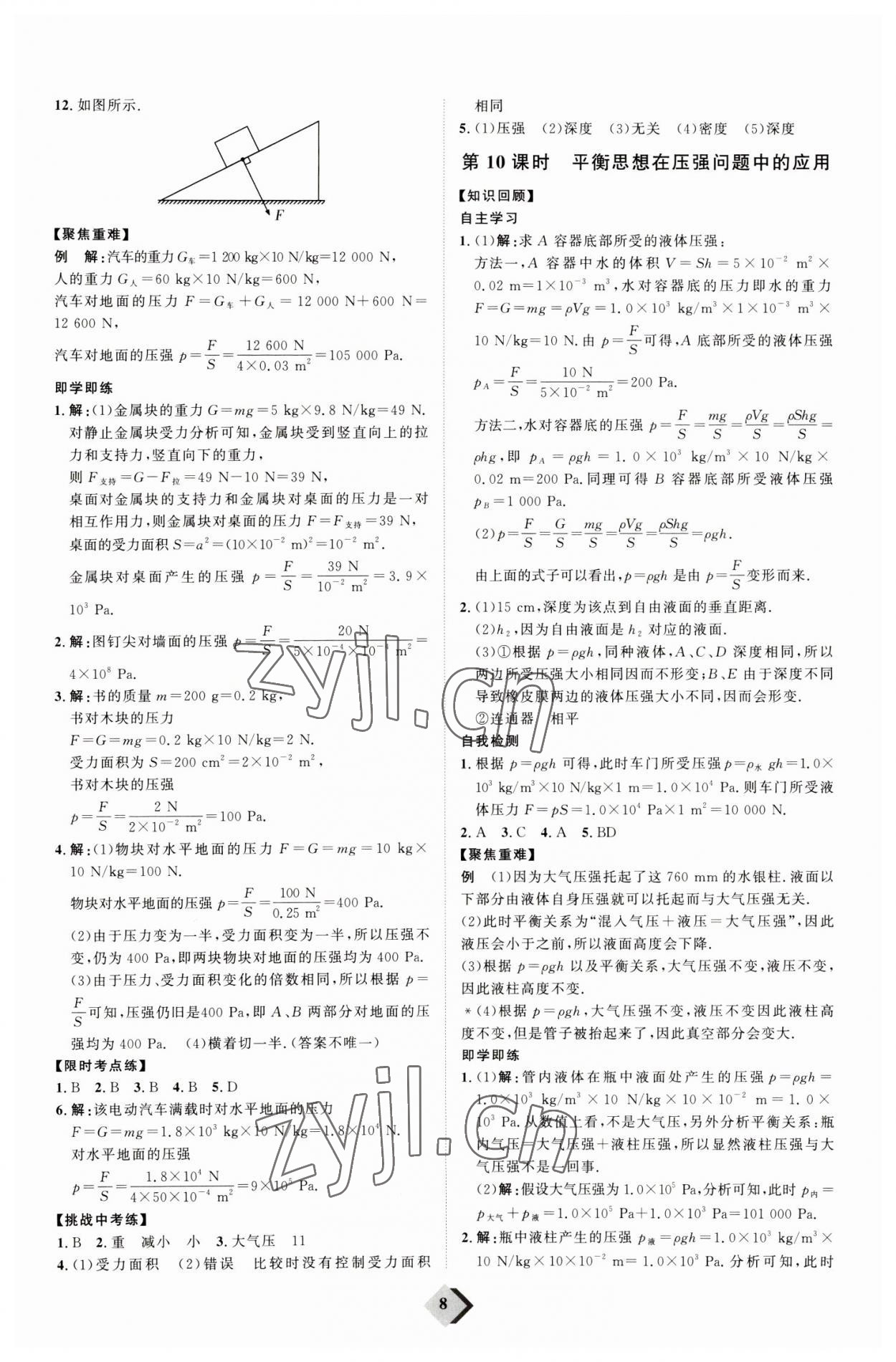 2023年優(yōu)加學(xué)案贏在中考物理濰坊專版 參考答案第8頁