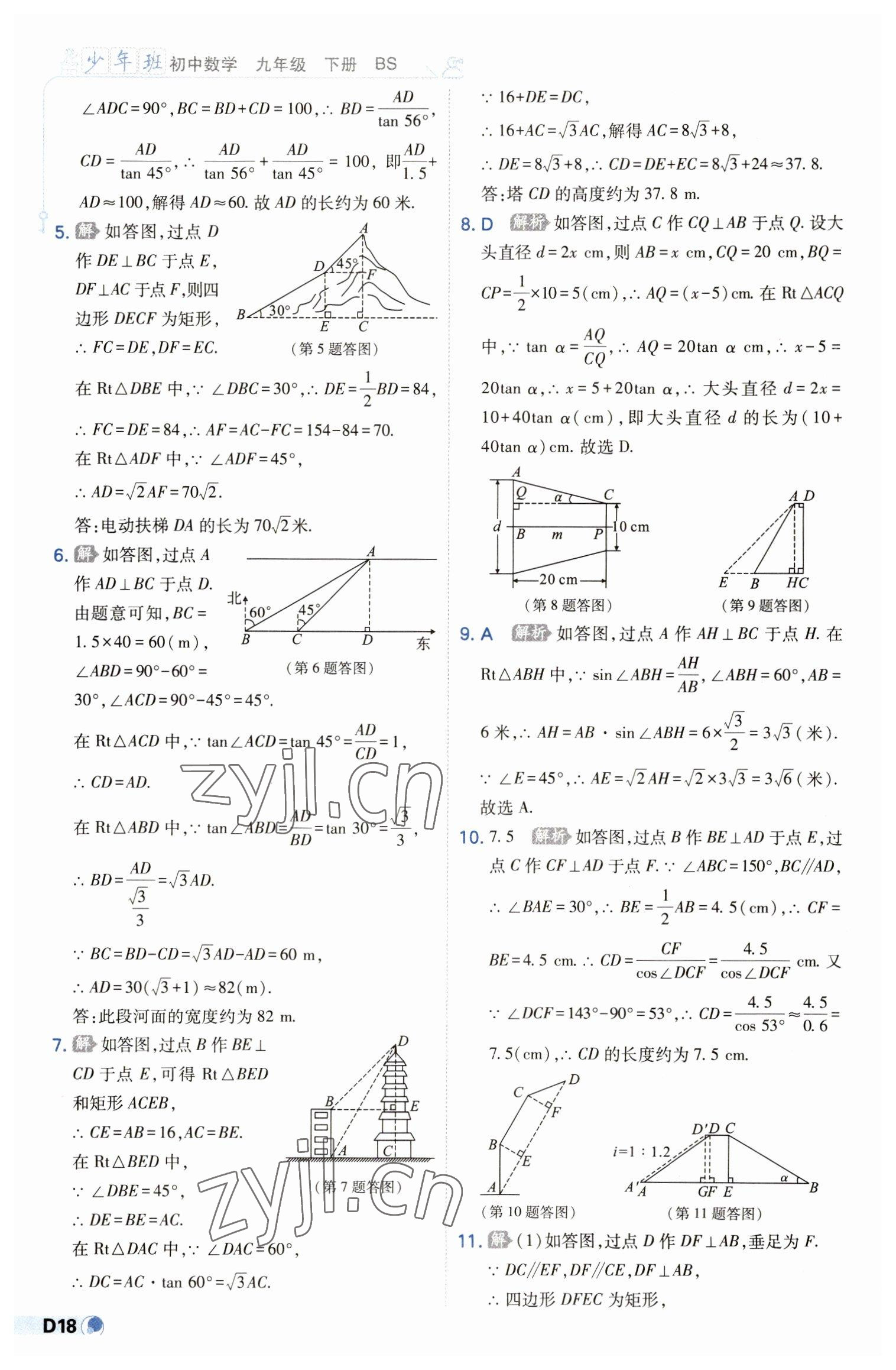 2023年少年班九年级数学下册北师大版 第18页