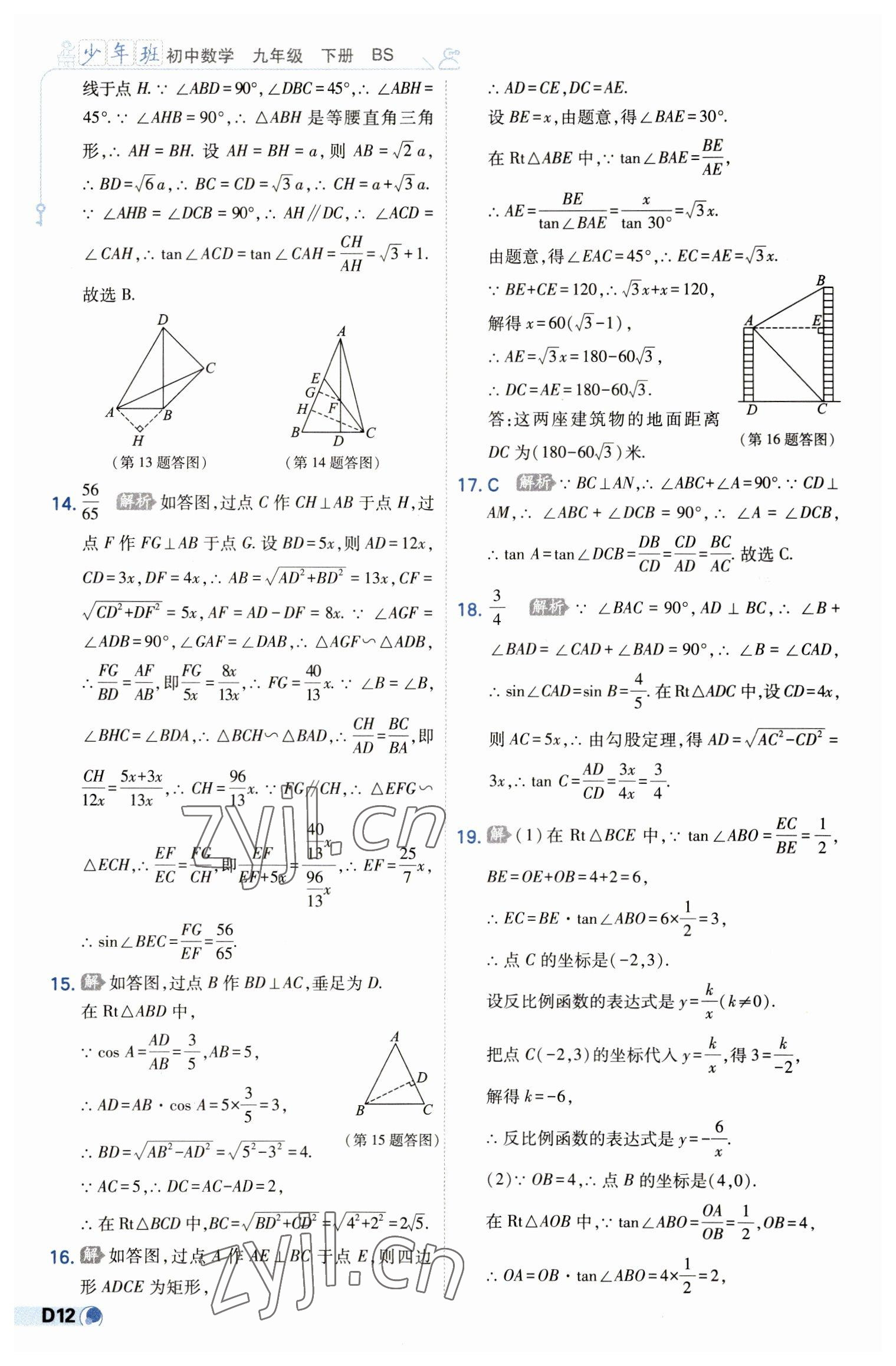 2023年少年班九年级数学下册北师大版 第12页