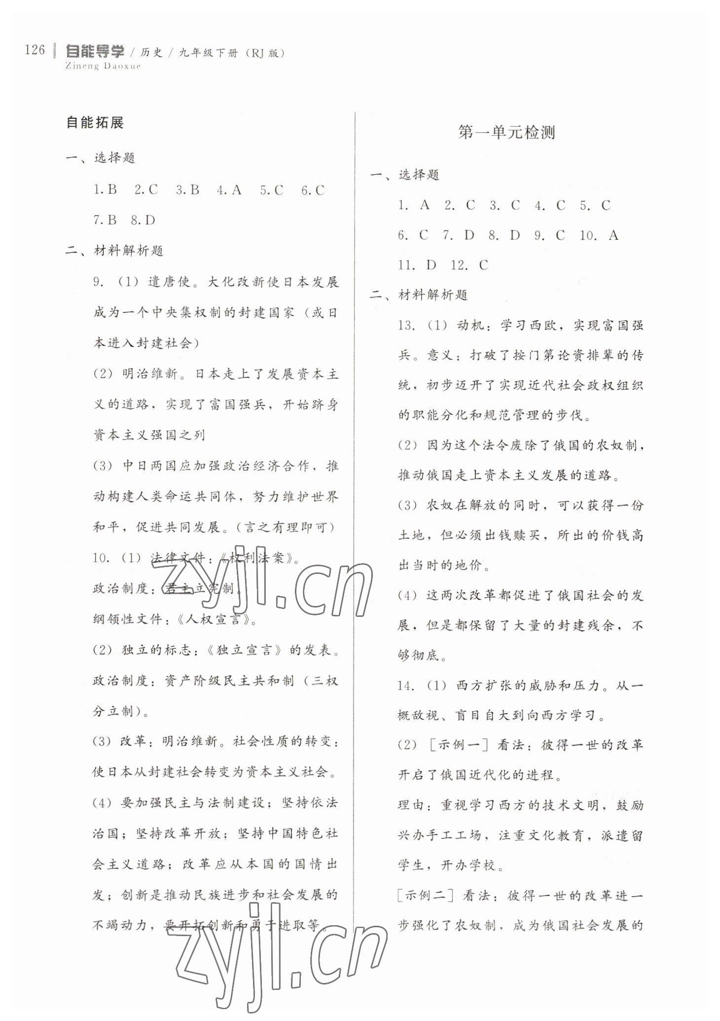 2023年自能導學九年級歷史下冊人教版 第4頁