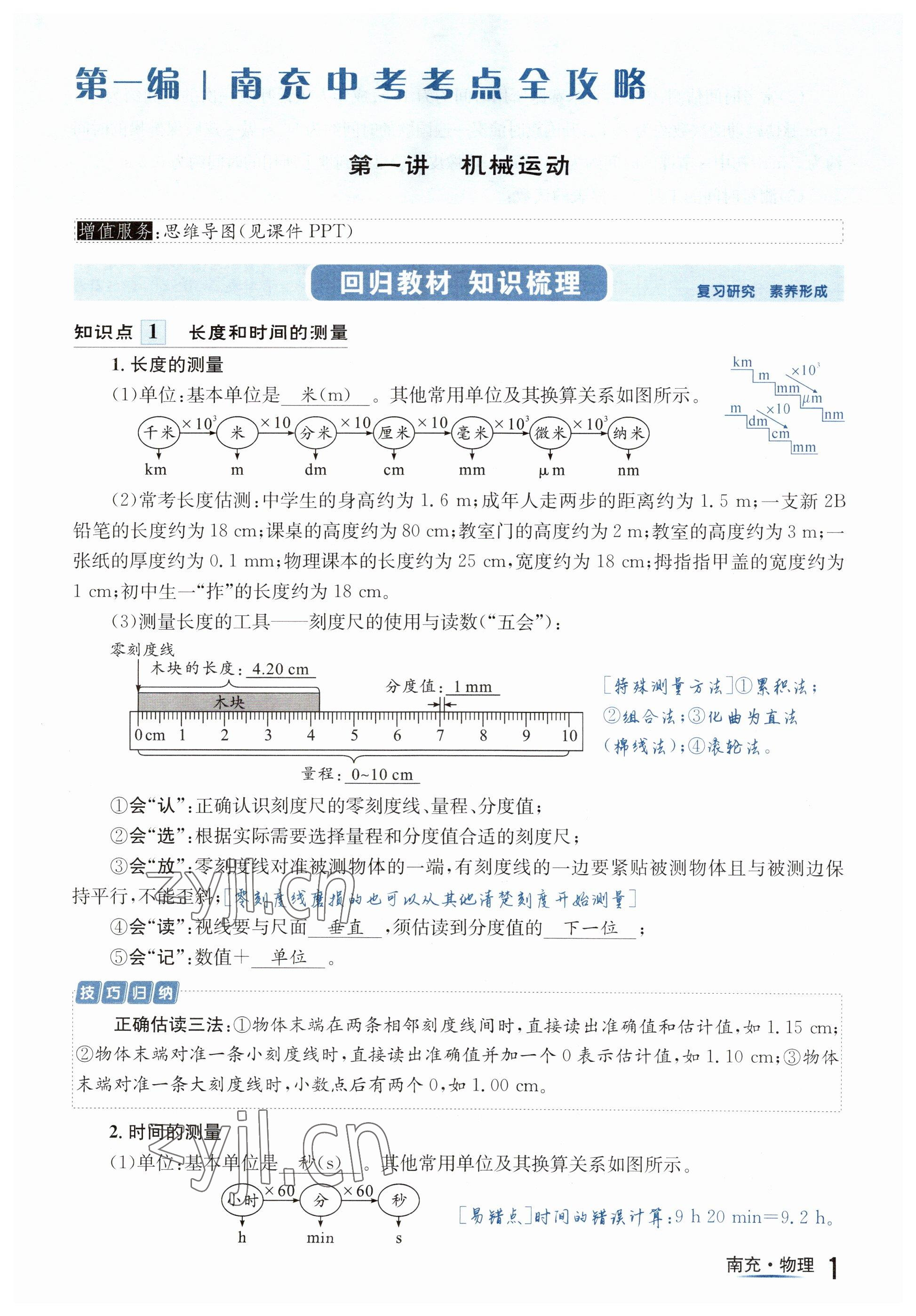 2023年國華圖書中考拐點物理南充專版 參考答案第1頁