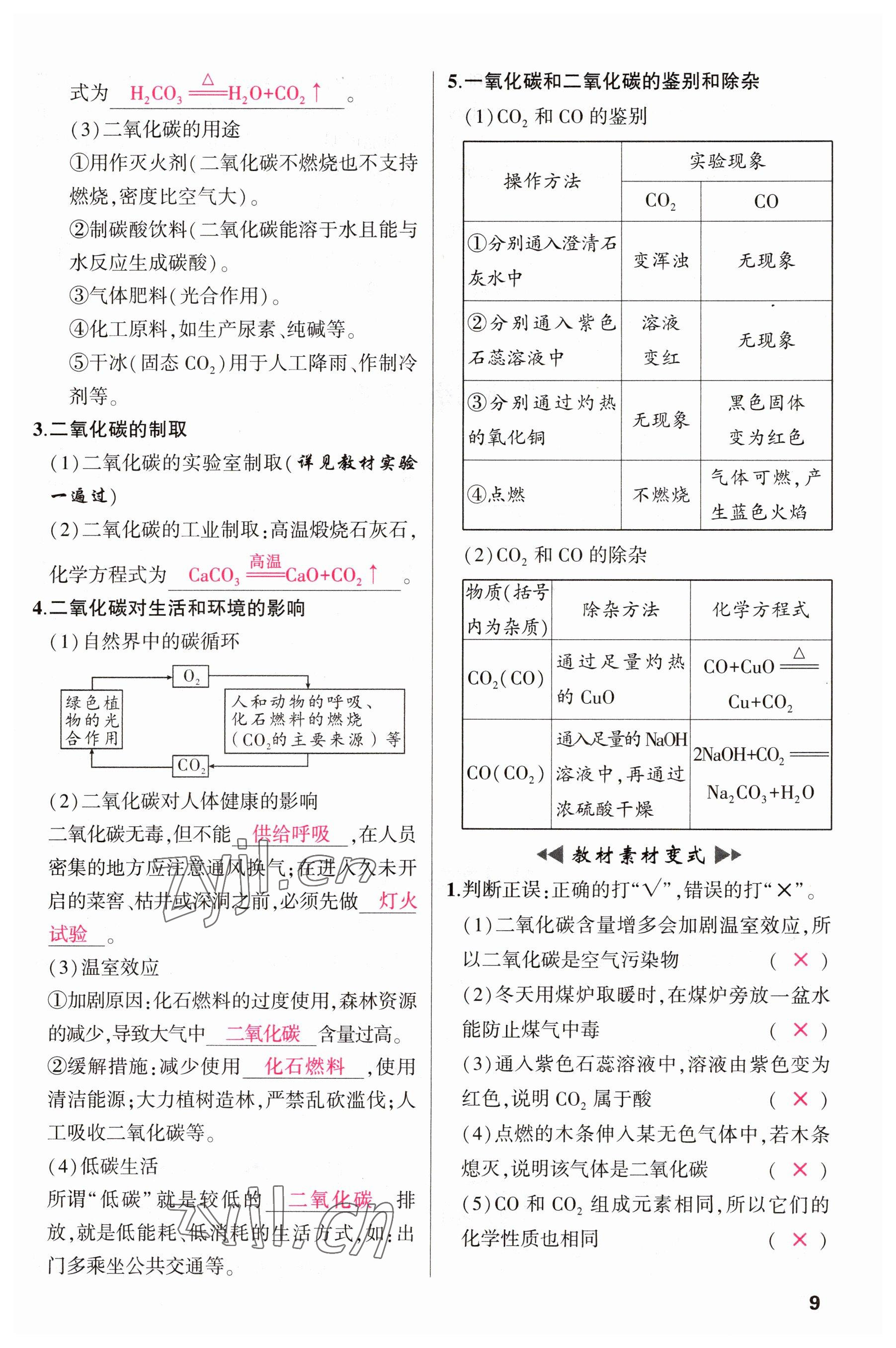 2023年聚焦中考化學(xué)四川專版 參考答案第9頁