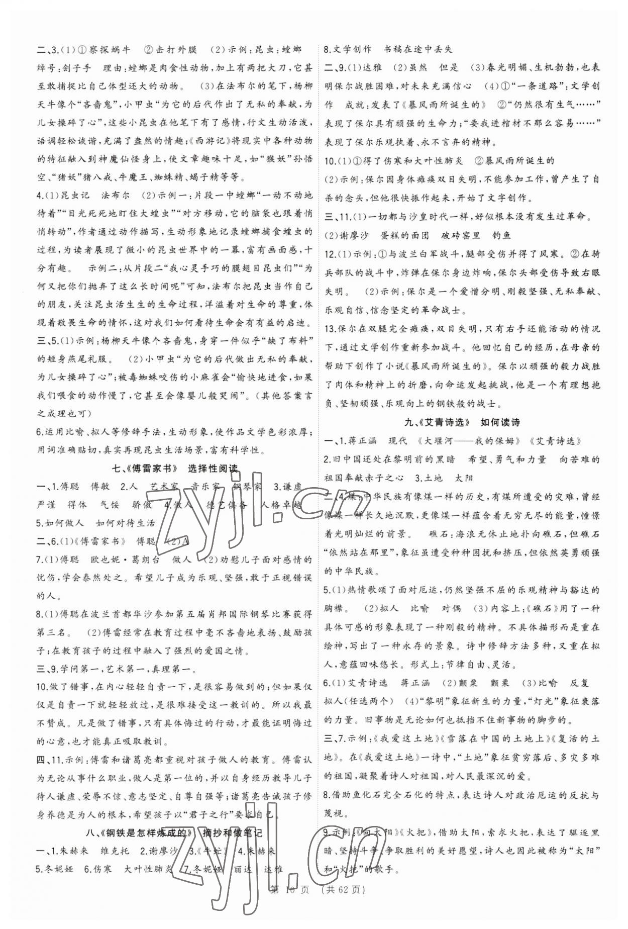 2023年决胜中考语文安徽专版 参考答案第10页