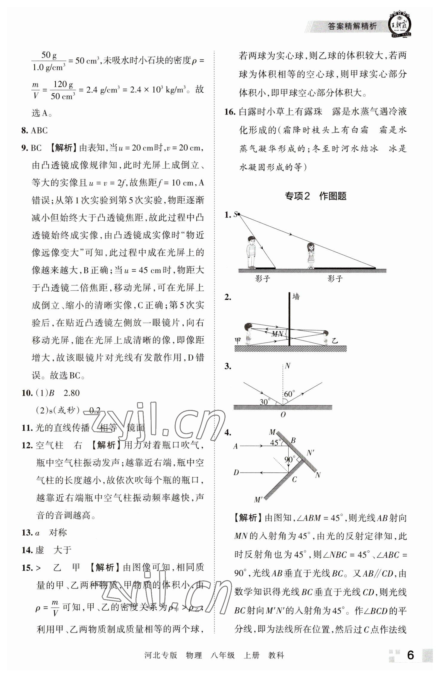 2022年王朝霞各地期末試卷精選八年級(jí)物理上冊(cè)教科版河北專版 參考答案第6頁