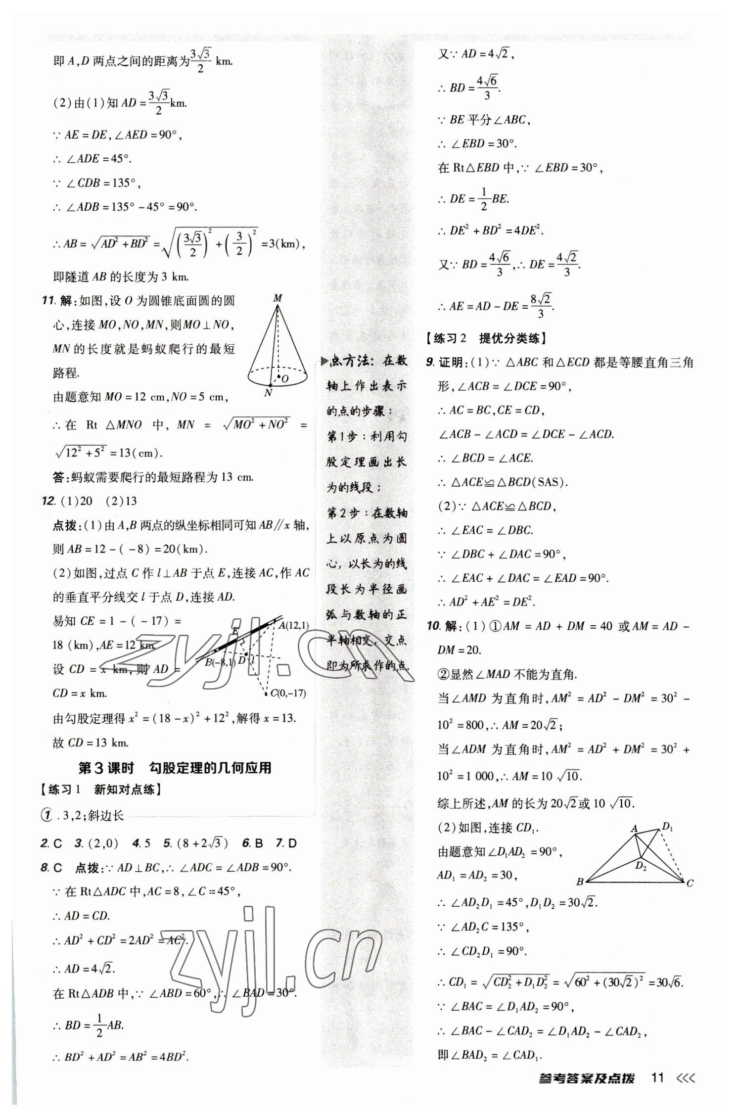 2023年點撥訓練八年級數(shù)學下冊人教版 參考答案第10頁