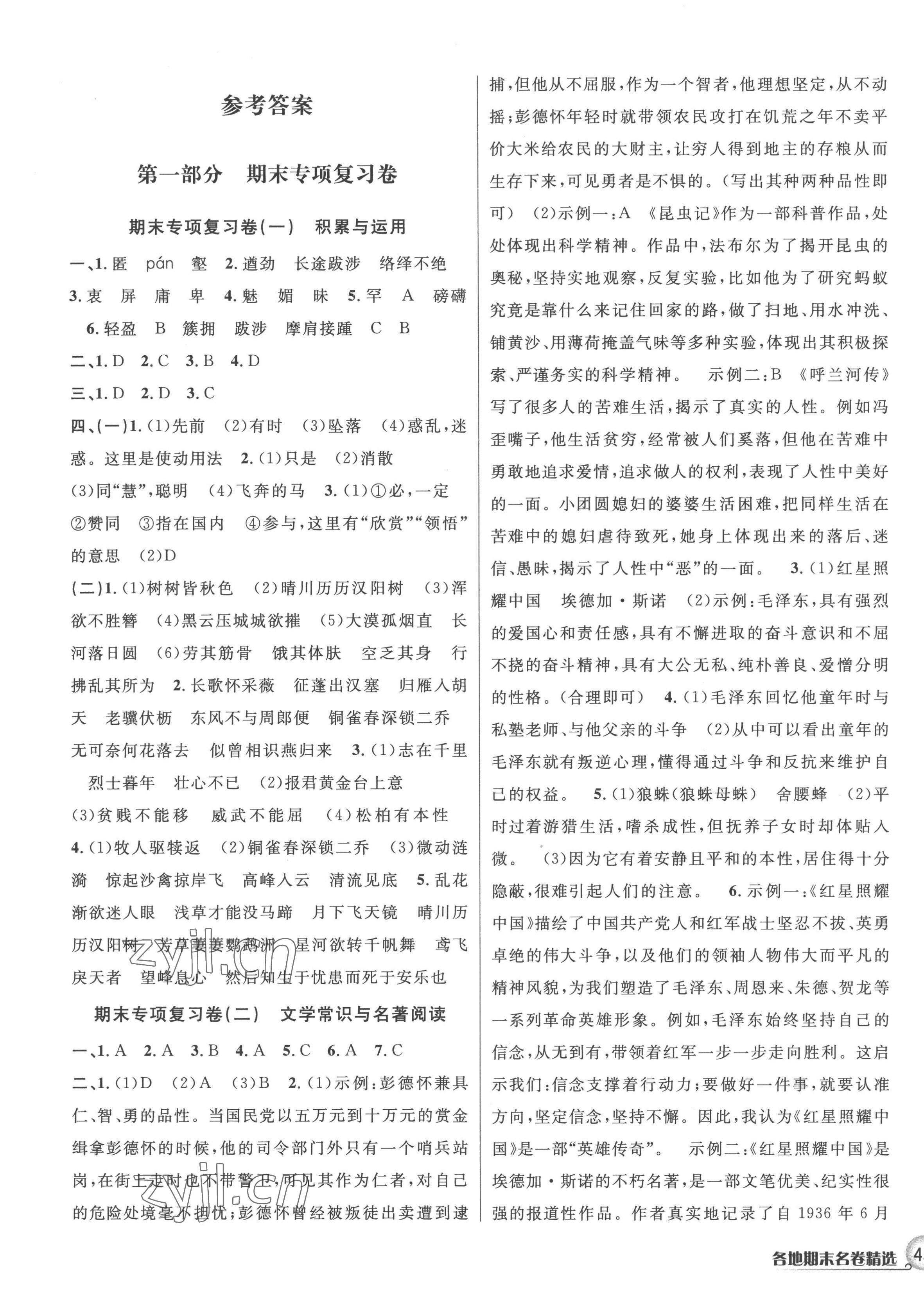 2022年各地期末名卷精選八年級(jí)語(yǔ)文上冊(cè)人教版 第1頁(yè)