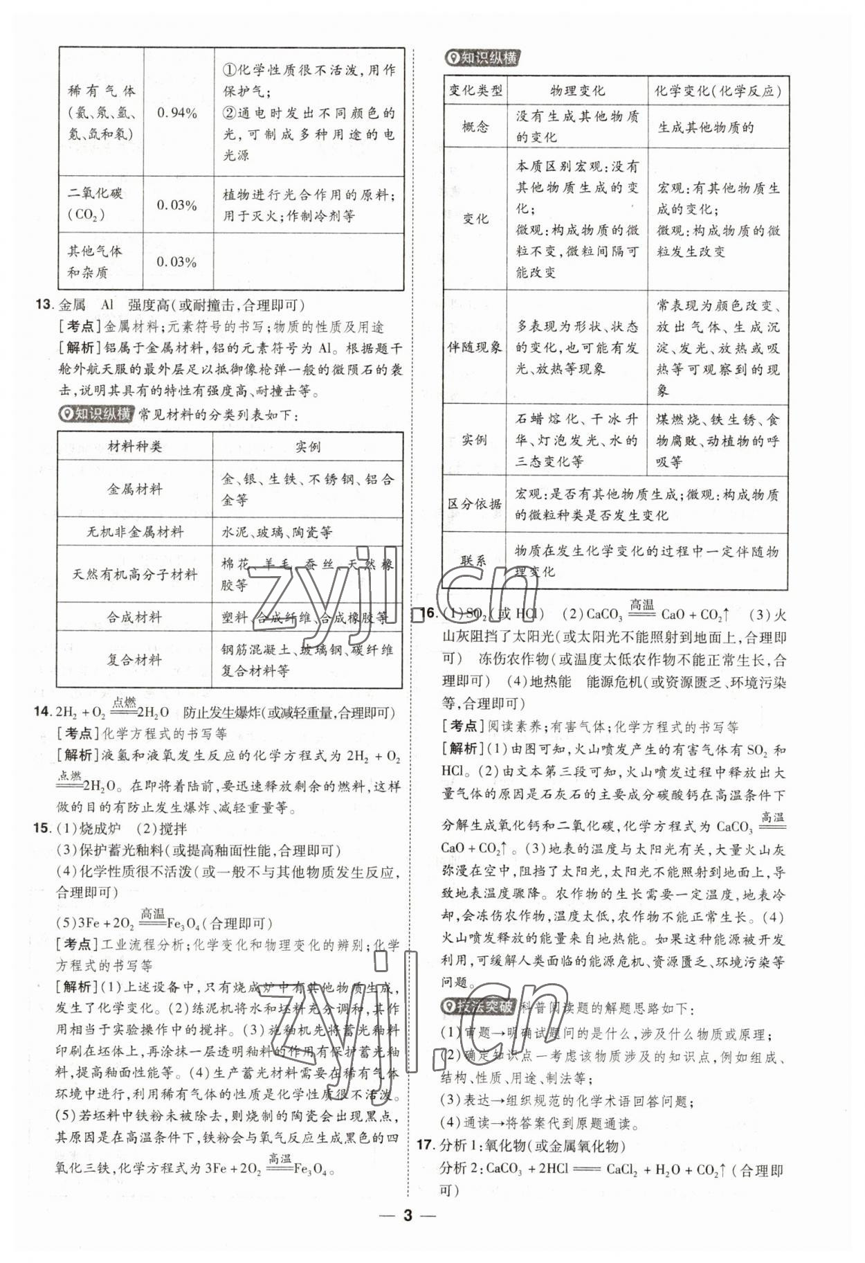 2023年99+1活页卷中考领航者化学山西专版 第3页