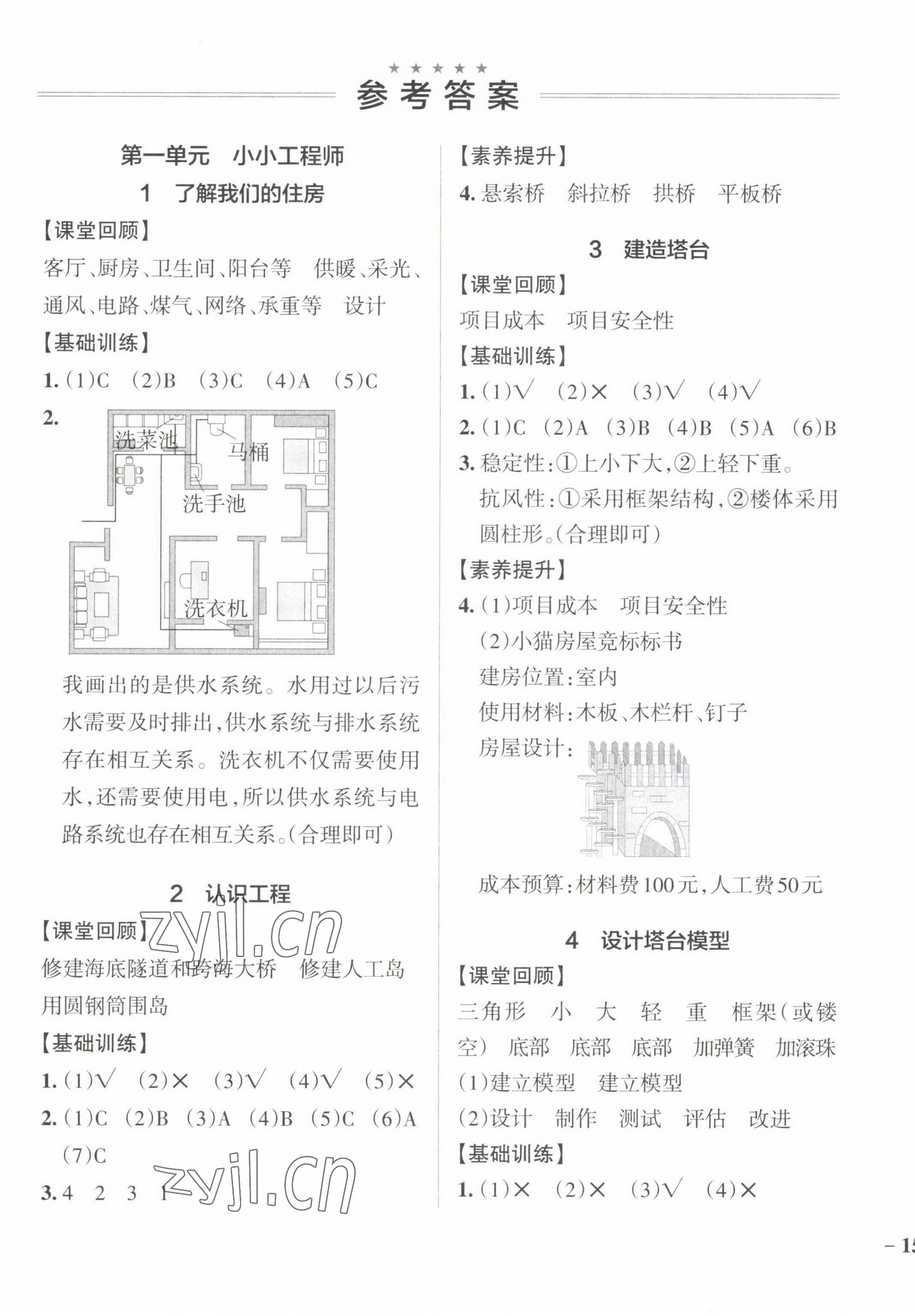 2023年小學(xué)學(xué)霸作業(yè)本六年級科學(xué)下冊教科版 參考答案第1頁