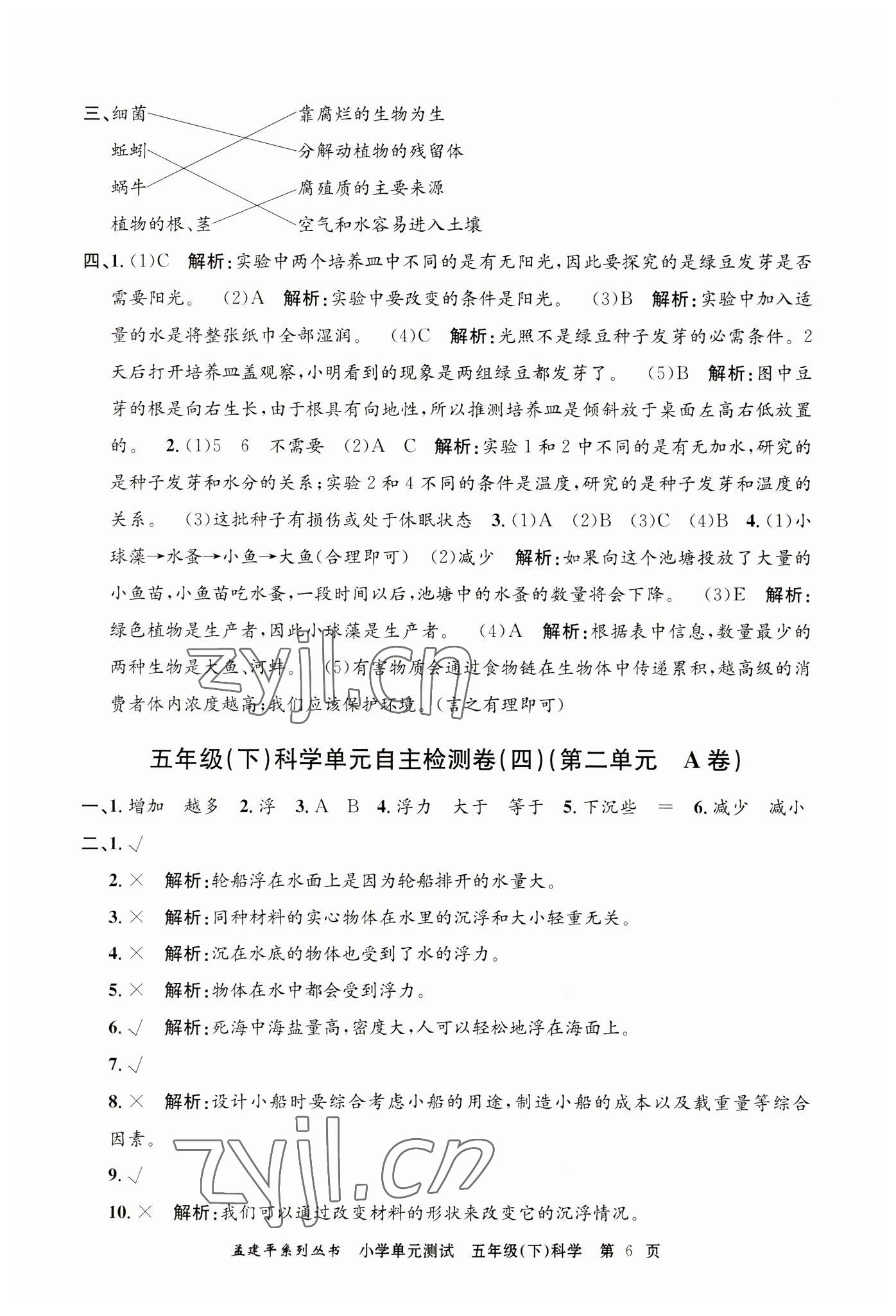 2023年孟建平單元測試五年級科學(xué)下冊教科版 第6頁