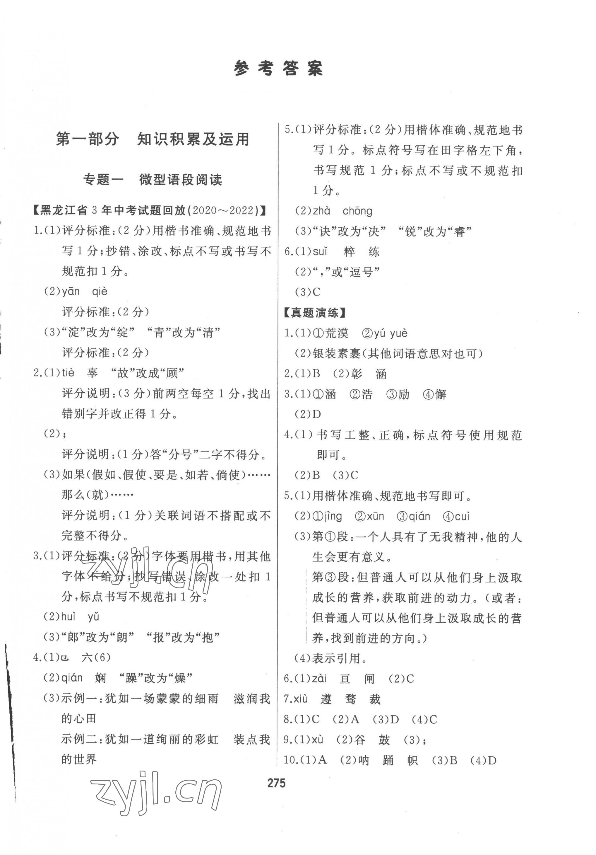 2023年龙江中考标准复习教材语文黑龙江专版 第1页