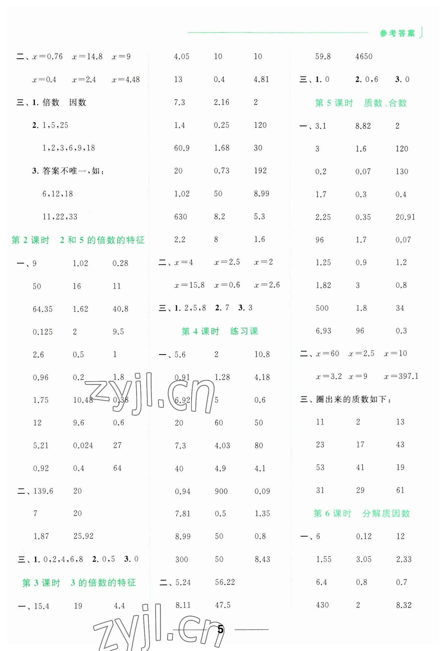 2023年亮點(diǎn)給力計(jì)算天天練五年級(jí)數(shù)學(xué)下冊(cè)蘇教版 第5頁(yè)