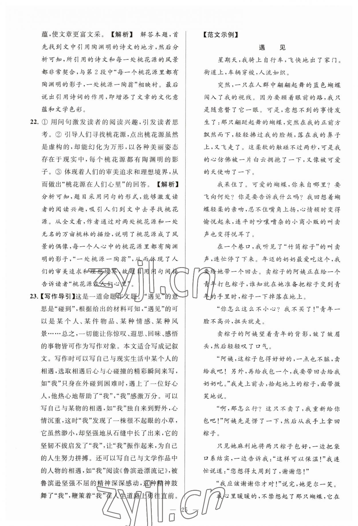 2023年亮点给力大试卷八年级语文下册人教版 参考答案第25页