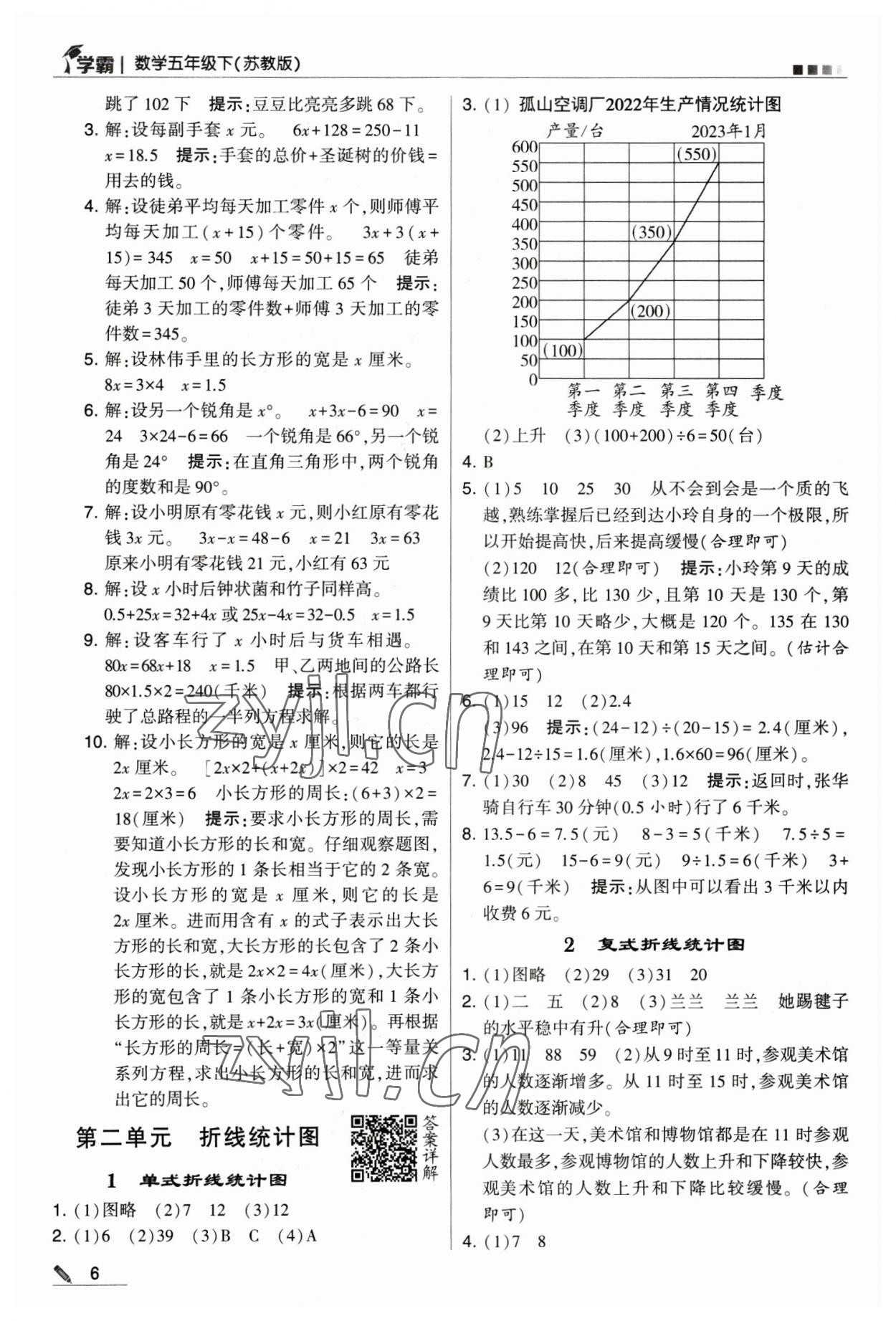 2023年喬木圖書學霸五年級數(shù)學下冊蘇教版 參考答案第6頁