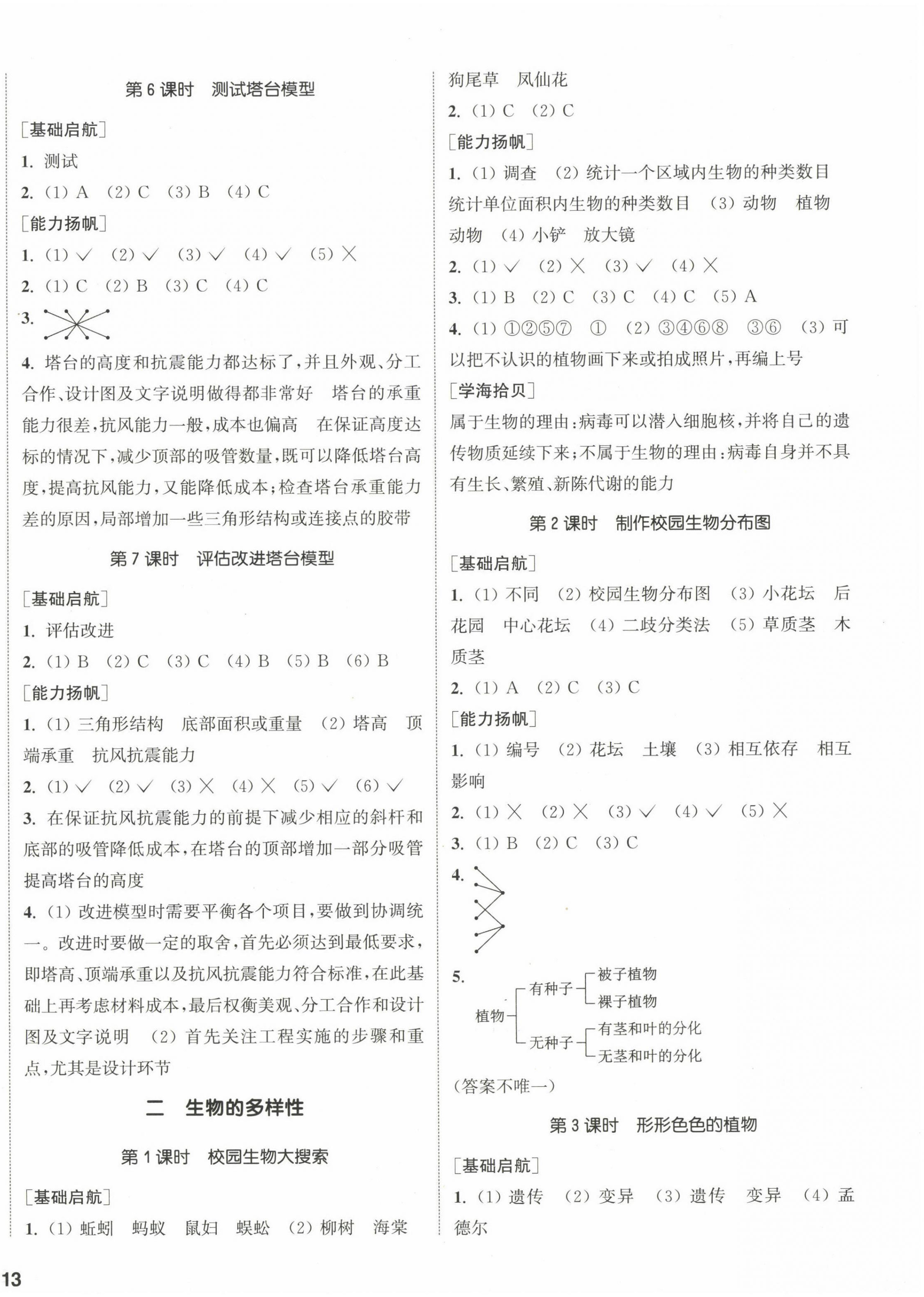 2023年通城學(xué)典課時(shí)作業(yè)本六年級(jí)科學(xué)下冊(cè)教科版 參考答案第2頁(yè)