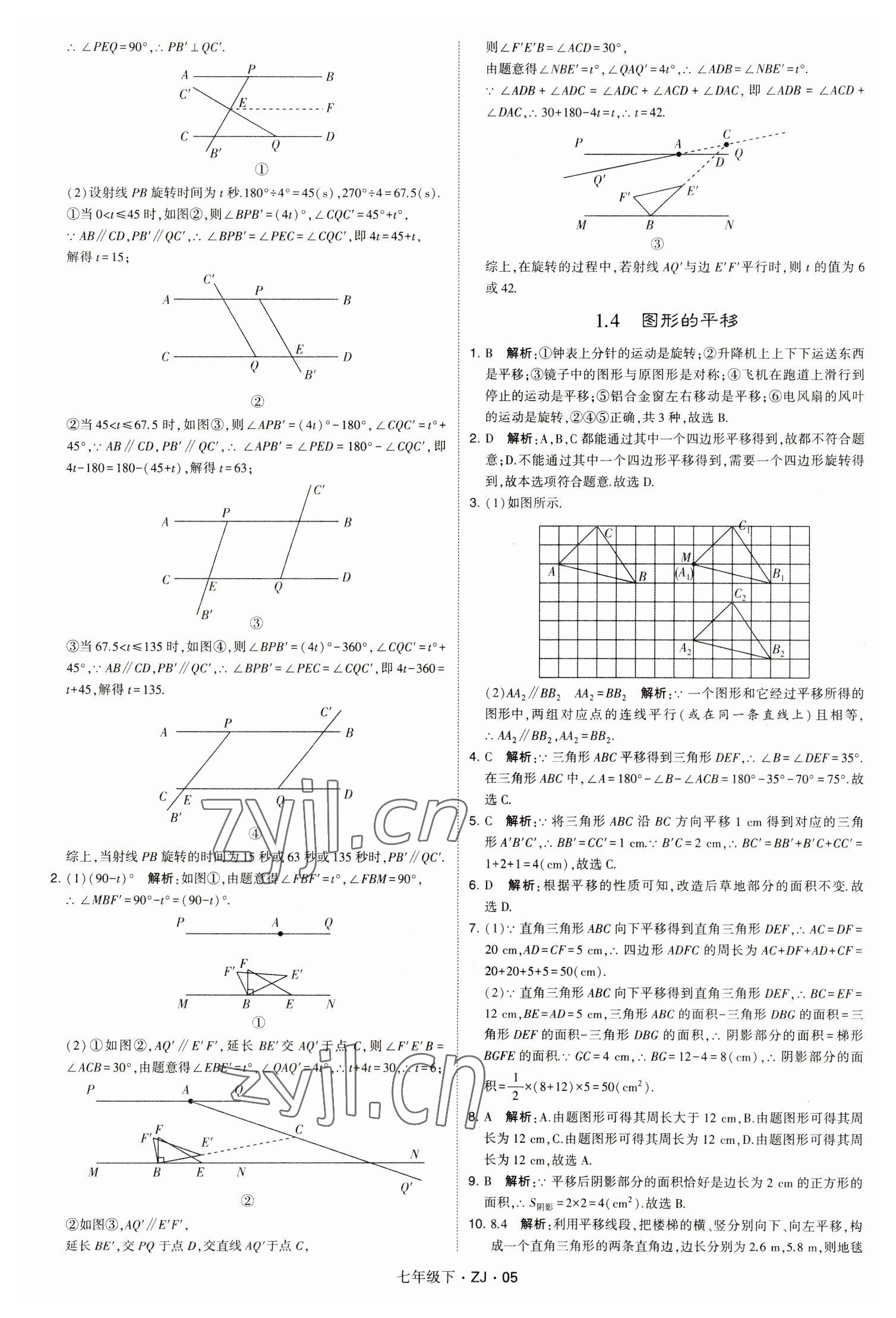 2023年经纶学典学霸七年级数学下册浙教版 参考答案第5页