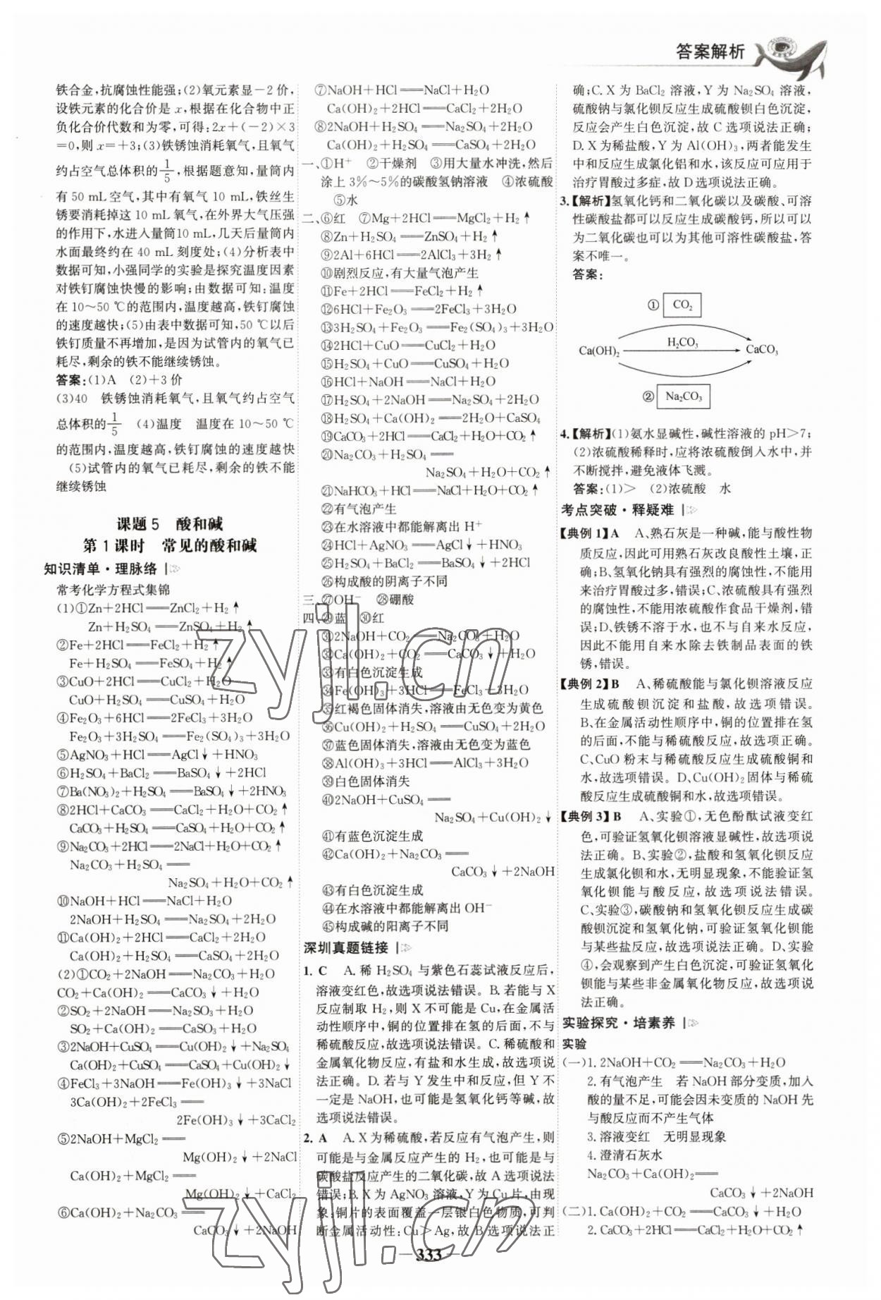 2023年世纪金榜金榜中考化学深圳专版 参考答案第8页