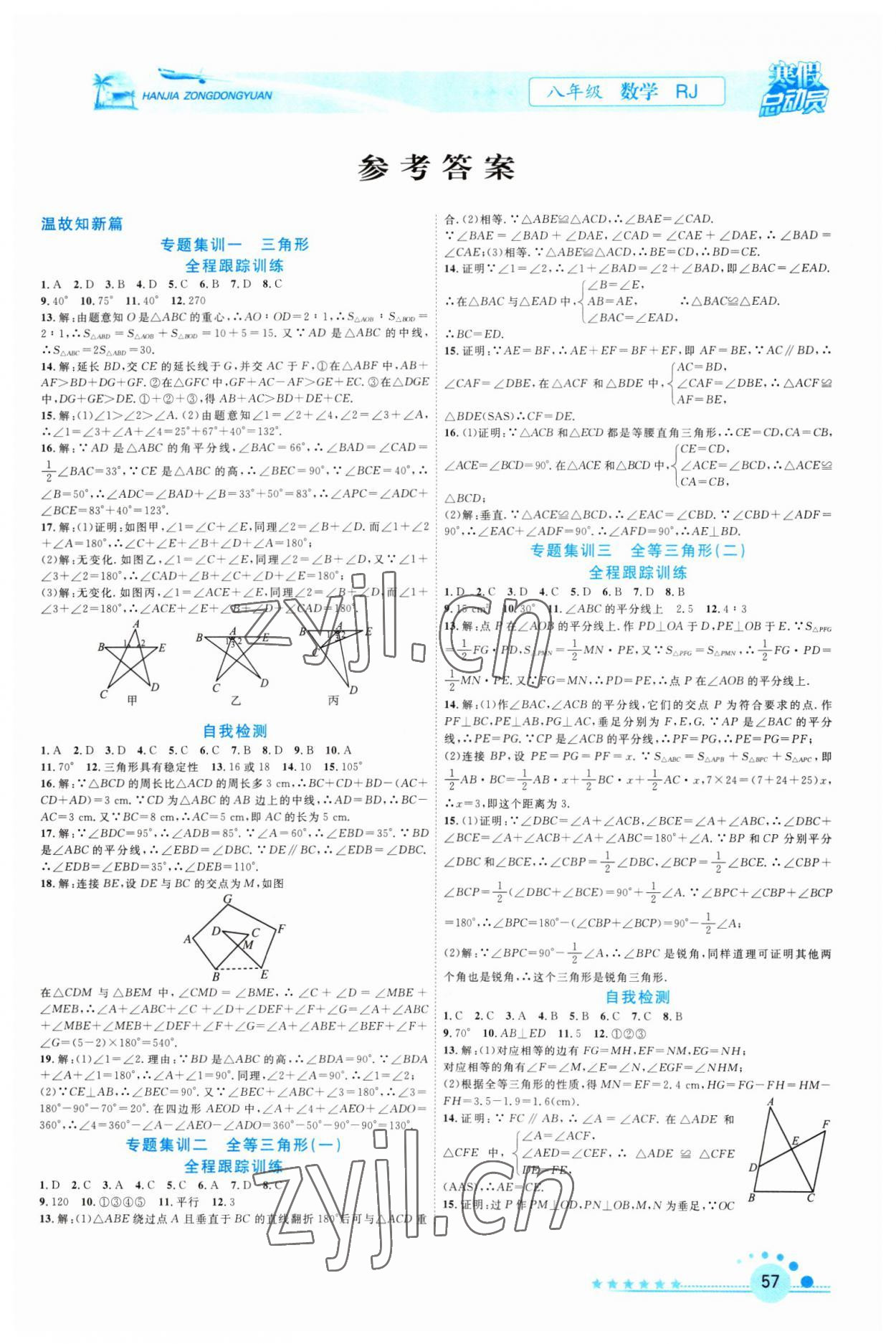 2023年寒假总动员八年级数学人教版合肥工业大学出版社 第1页