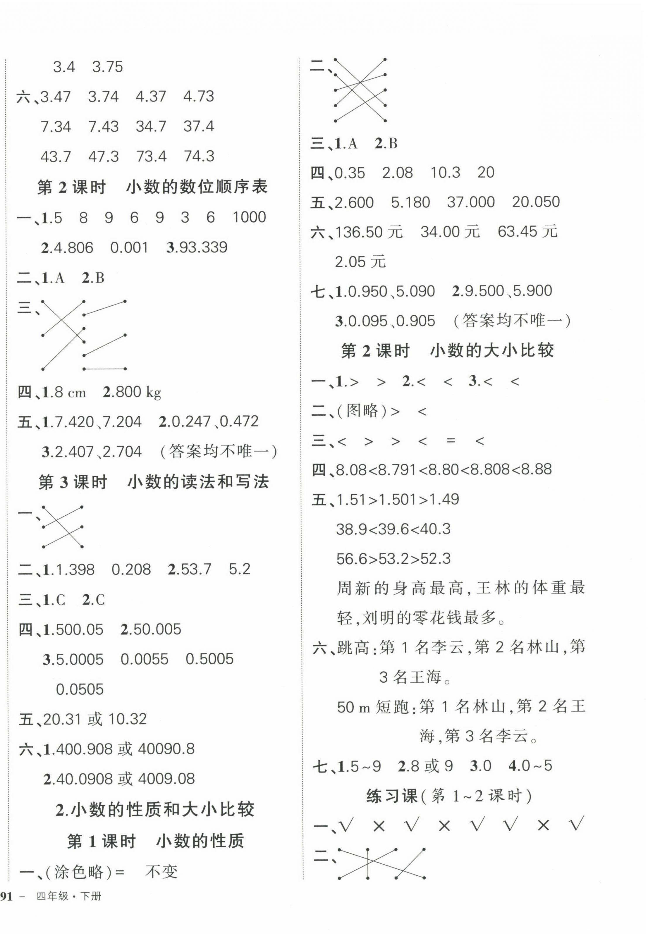 2023年状元成才路创优作业100分四年级数学下册人教版浙江专版 第6页